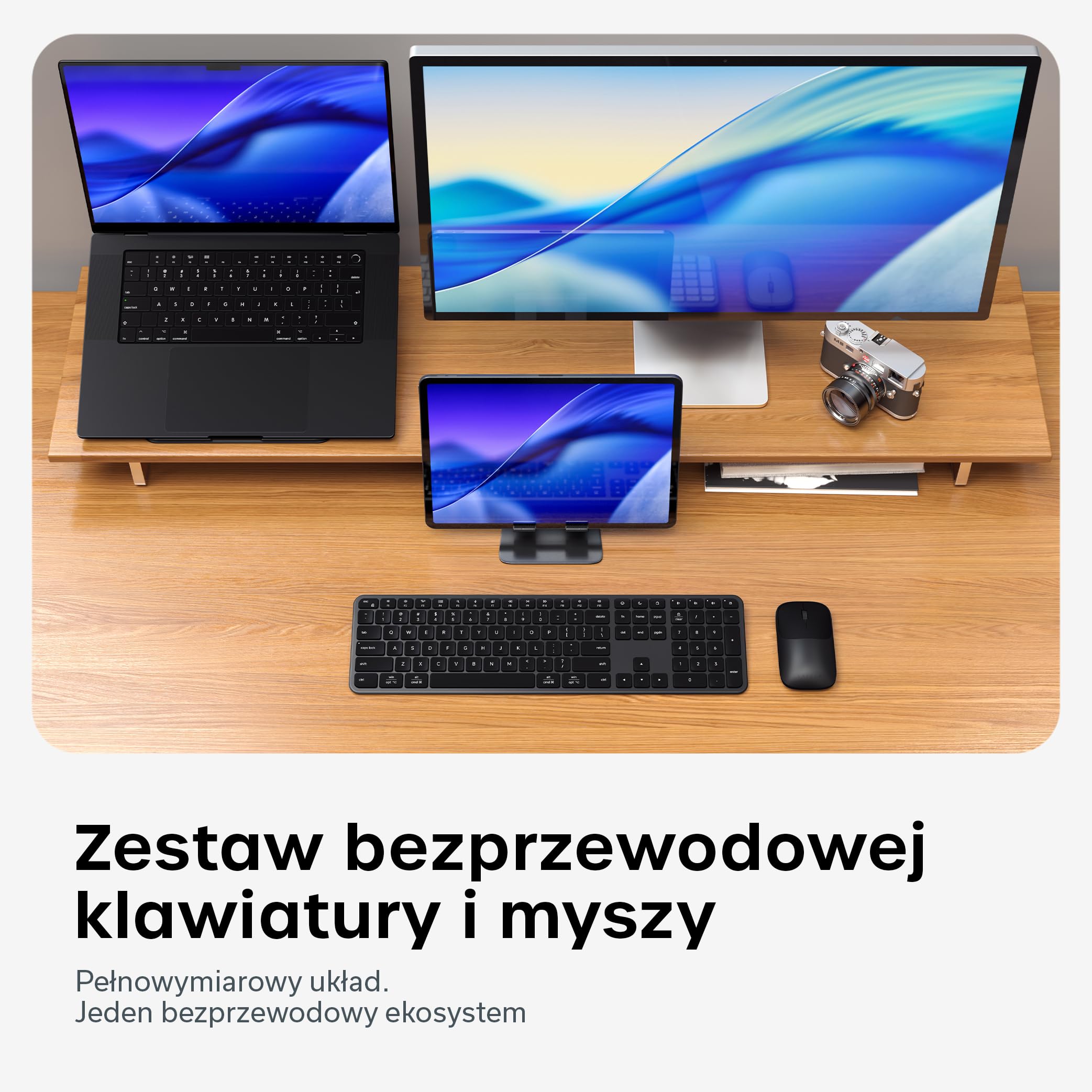 SATECHI klawiatura i mysz CEX3, amerykański układ QWERTY, gwiezdna czerń | Bluetooth, obsługa wielu urządzeń i odbiornik USB-C, pełnowymiarowa klawiatura; zgodność z MacBookiem i komputerami z Windows