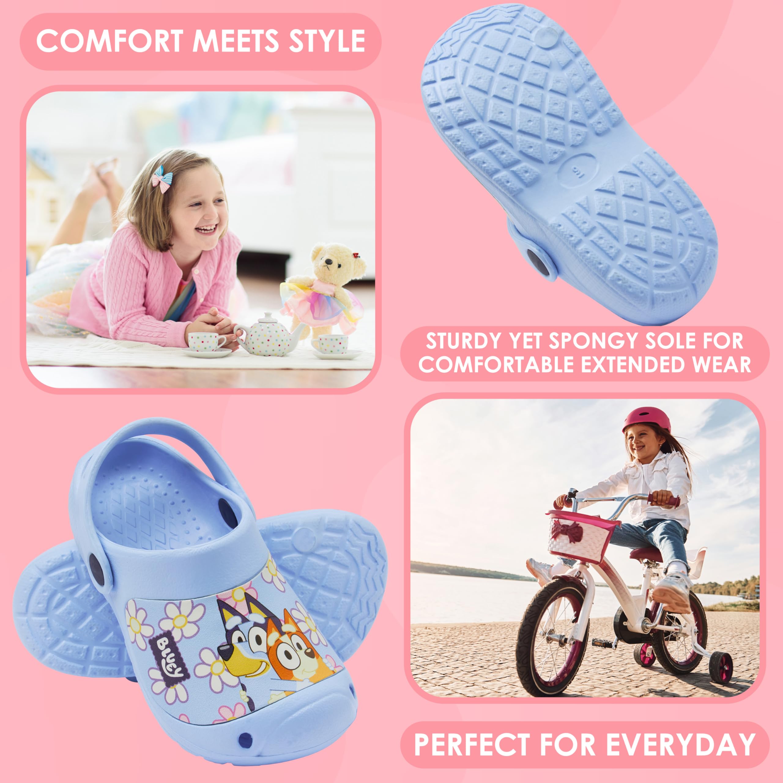 Bluey Zuecos Clogs Sandalias Niño Verano con Correa Trasera para Casa Playa Piscina