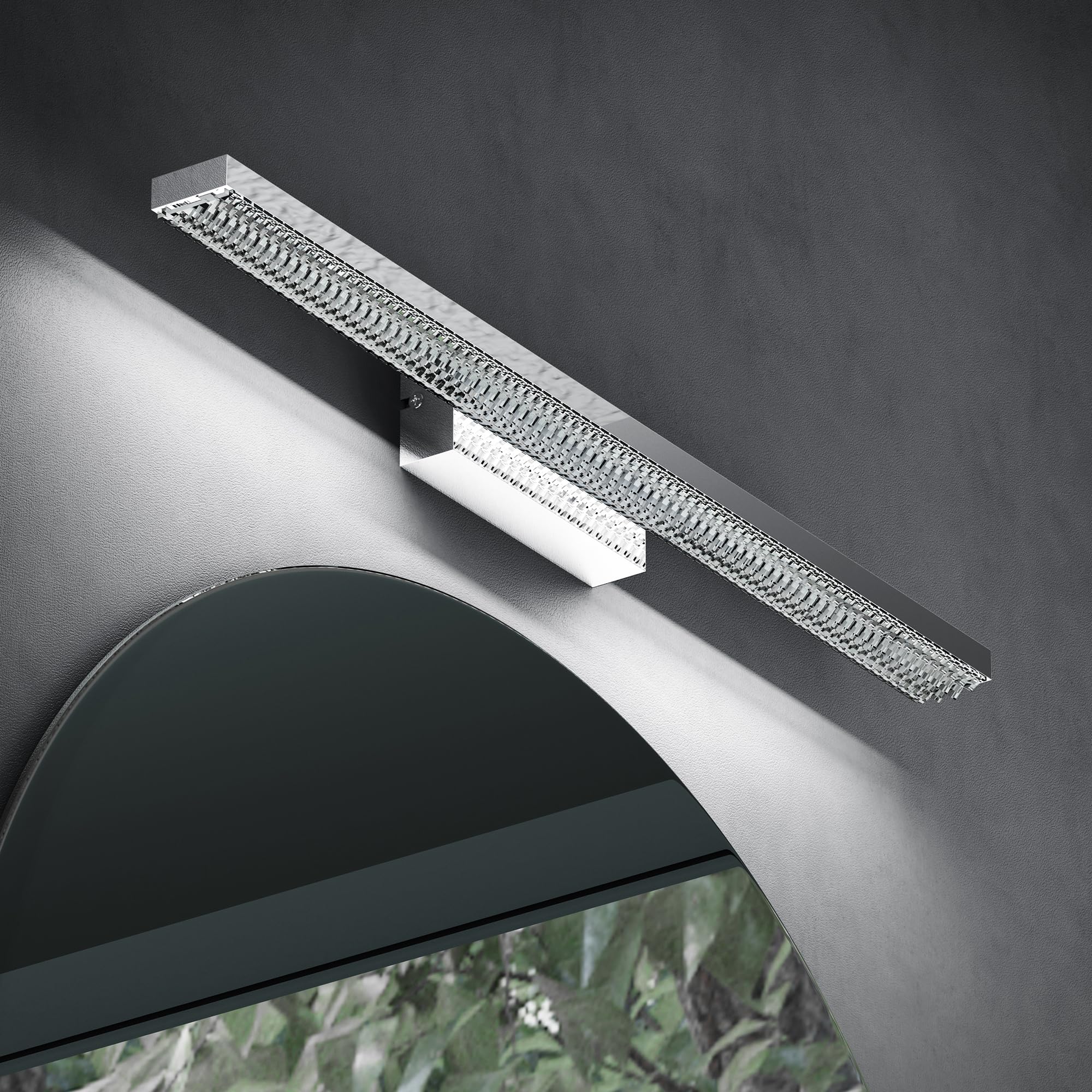 doporro Spiegelleuchte Bad 60cm LED Spiegellampe Badezimmer Lampe | 6000K Badlampe Wand über Spiegel Kaltweiß Badezimmerleuchte 14W Spiegelschrank Beleuchtung, Chrom, Leuchtschein