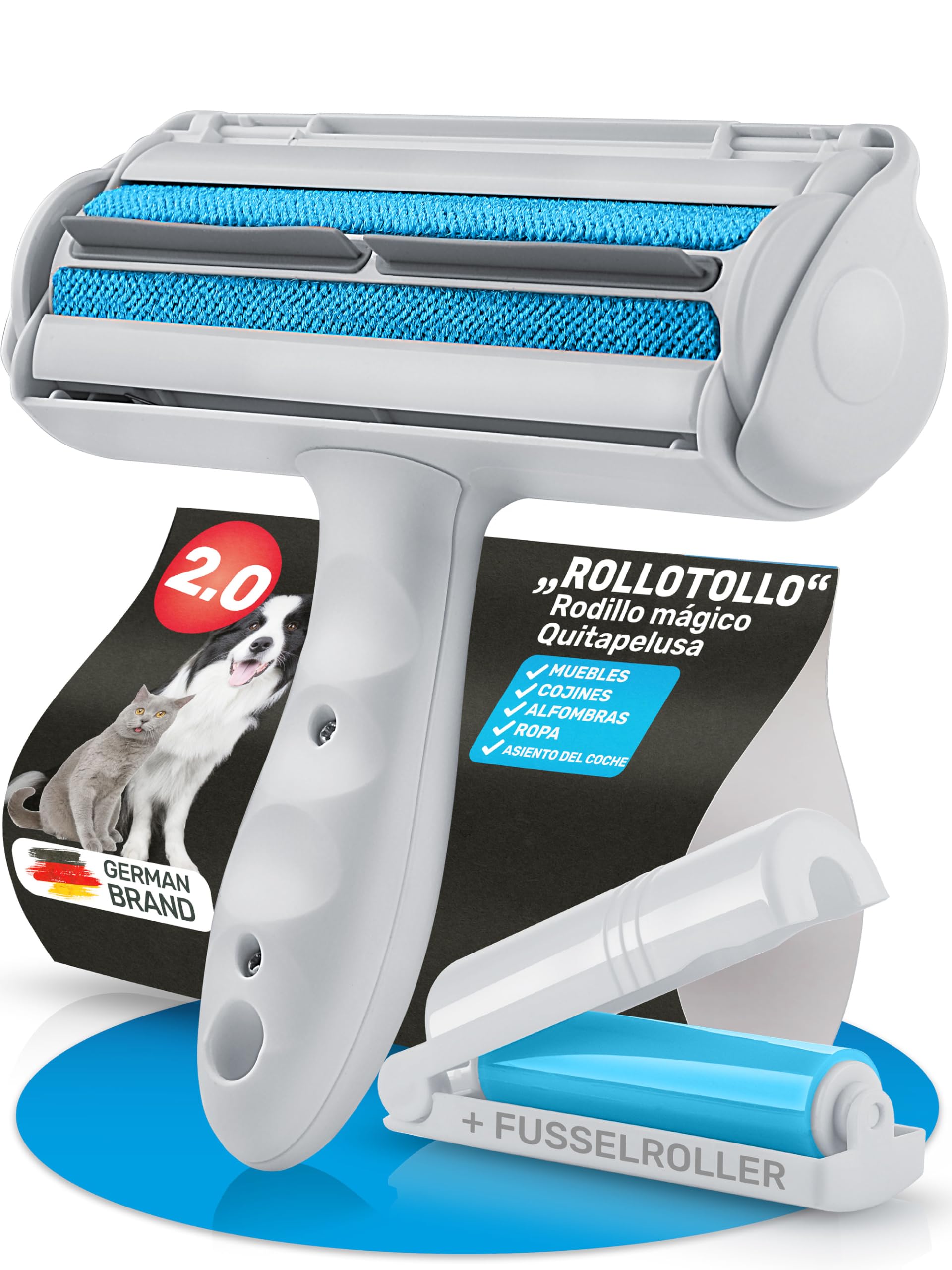 BluePet Quitapelusas Reutilizable, Cepillo Quita Pelos Mascota + Rodillo XS