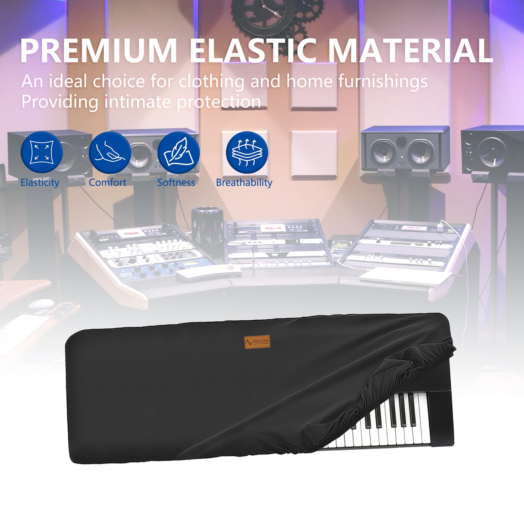 Musiin Housse de protection anti-poussière pour clavier de piano 61 touches, compatible avec KORG NAUTILUS AT 61, NAUTILUS 61, Chinlon, toucher soyeux et design sur mesure