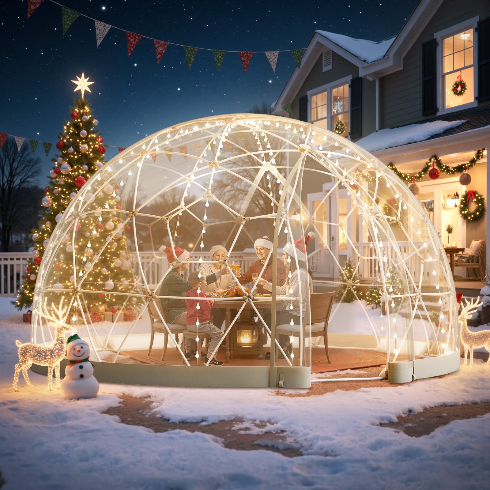VEVOR Tente à Bulle Dôme, 2,​9 x 1,​7 m, Tente Igloo Bulle Transparente Résistante, 2 à 4 Personnes, avec Fenêtres pour Extérieur, Camping, Terrasse, Arrière-​Cour, Jardin, Fêtes, Anniversaires, Mariage