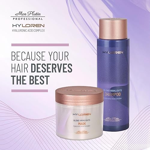 Miniatura 6 de Mon Platin HY Loren Blonde Highlights Mascarilla con ácido hialurónico, 16.9fl oz Premium Rubia Hair Mask para neutralizar tonos amarillos y