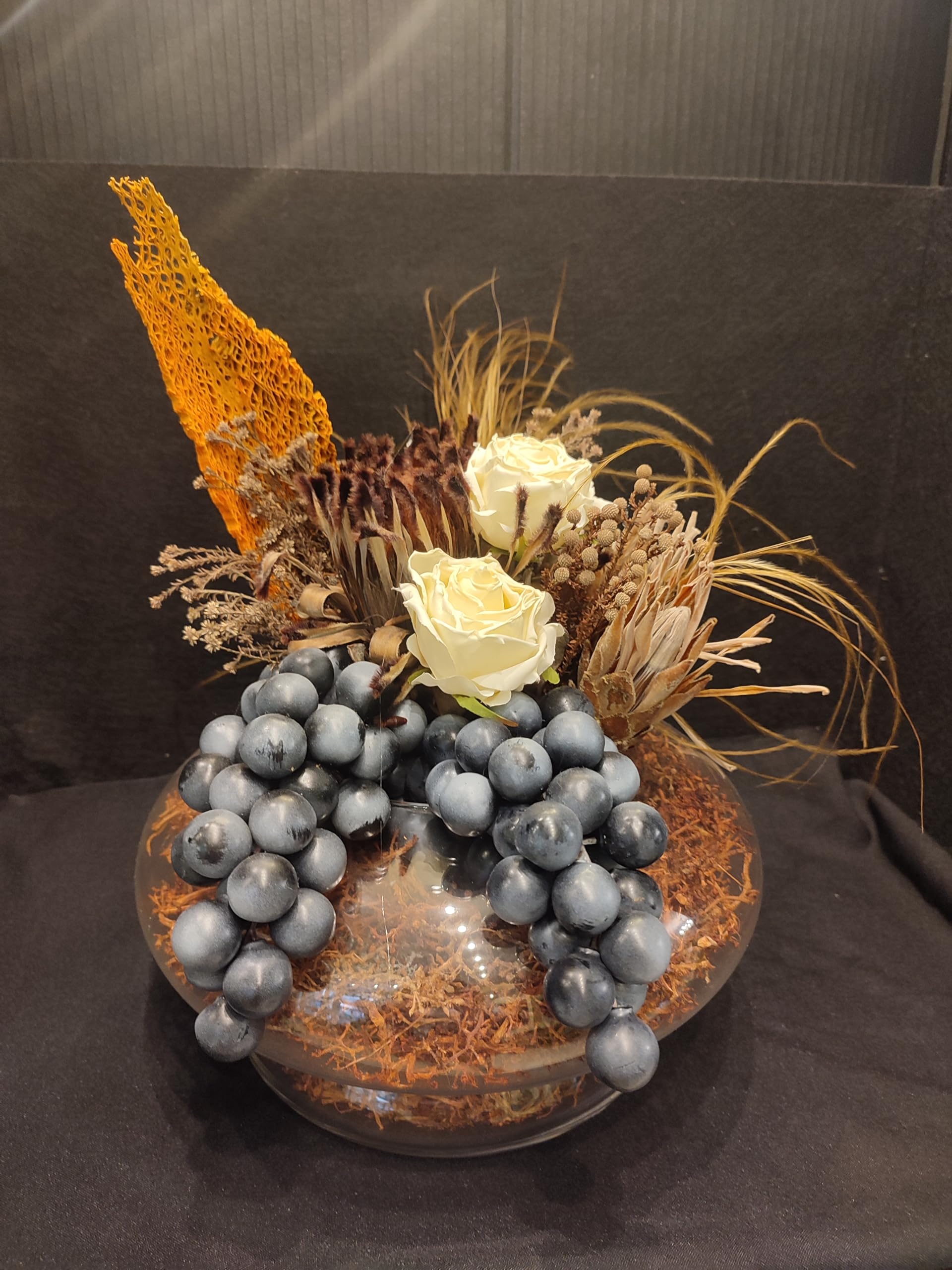Centro de flores secas artesanales para regalo de aniversario y bodas de plata