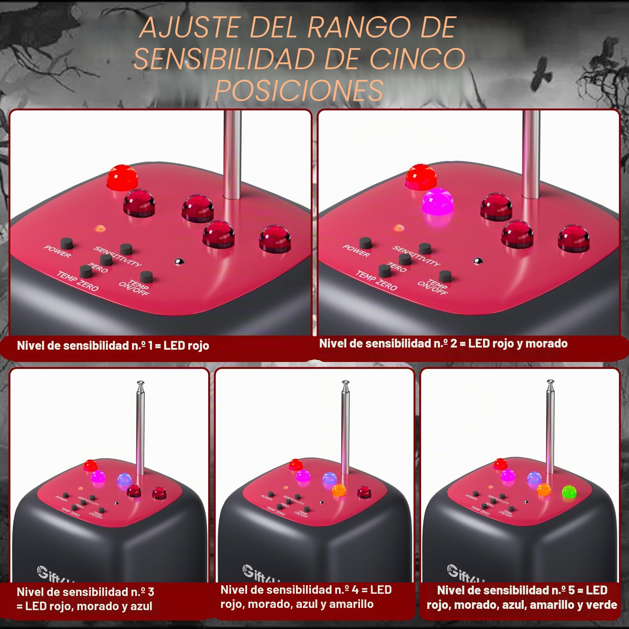 Equipo de caza de fantasmas, kit profesional de caza de fantasmas, detector de sensor de temperatura y EMF, sensibilidad mejorada, calibración automática, equipo portátil para investigación paranormal