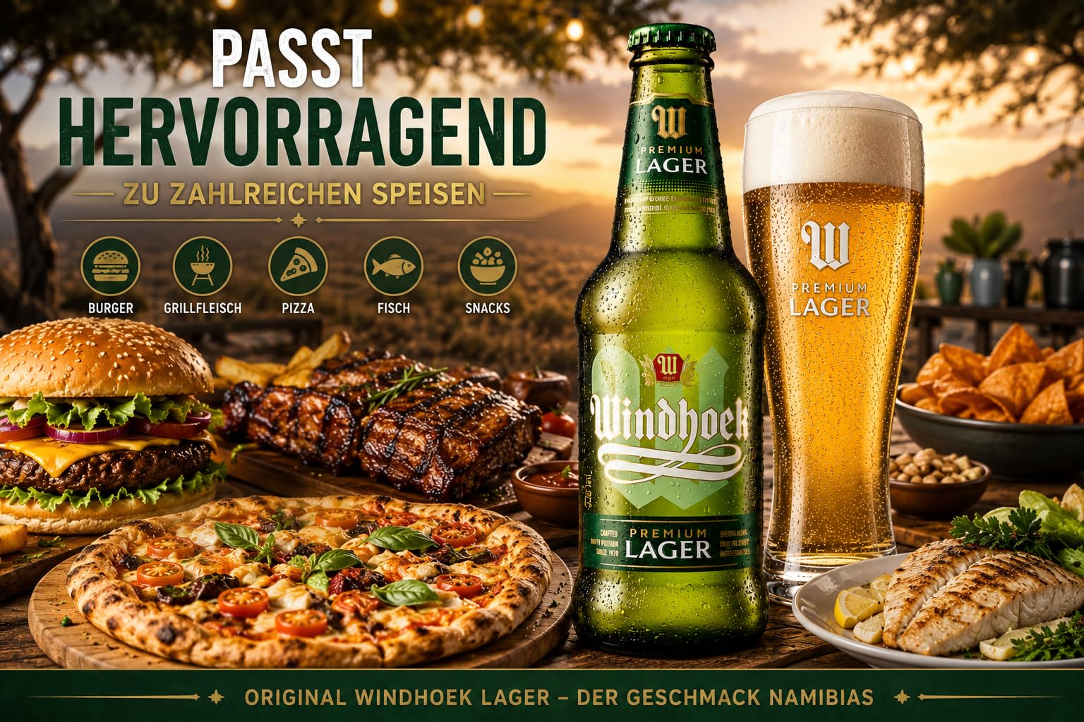 Windhoek Lager Bier 12 Flaschen x 330 ml | Original Namibia | 4,0% Vol. Import