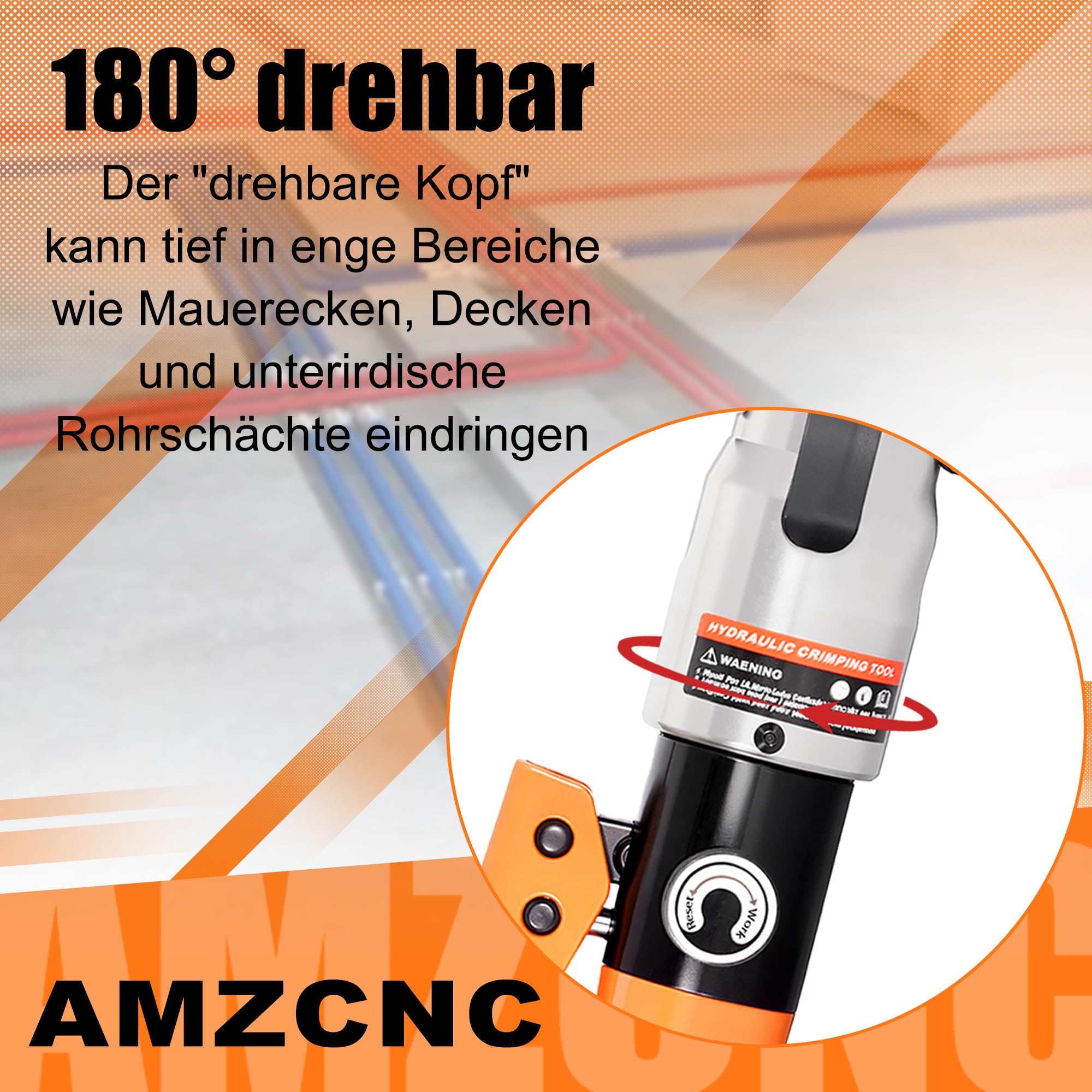 AMZCNC Pinza de prensado de tubos profesional con boca en forma de U de 16-32 mm, adecuada para tuberías compuestas, de aluminio-plástico, PB, PEX, etc.
