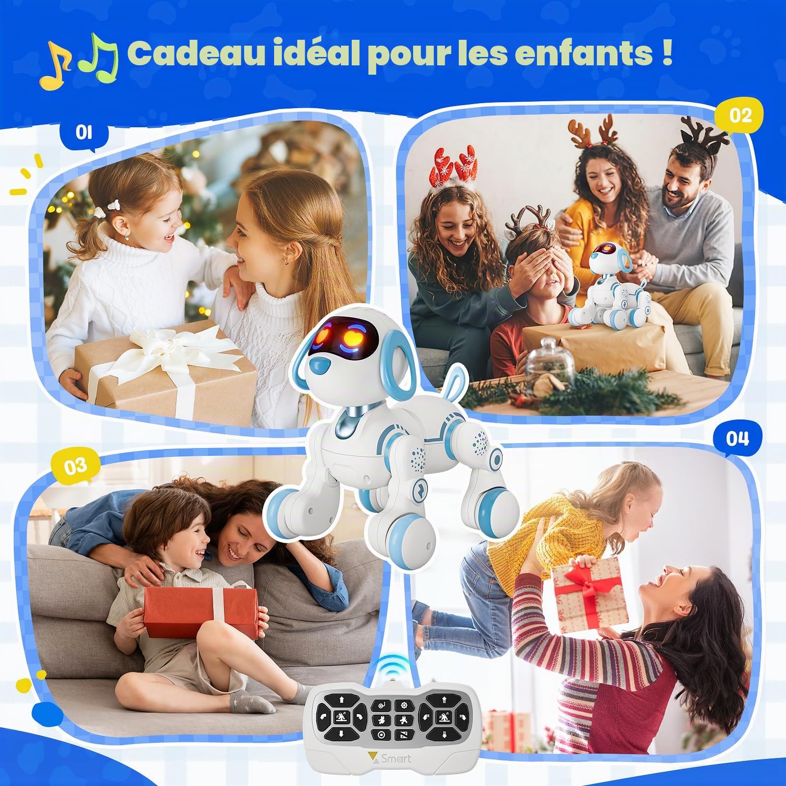 Jouet robot télécommandé pour chien - Fonction tactile et suivi - Chiot robot parlant intelligent - Pour filles et garçons - Cadeau de Noël et d'anniversaire
