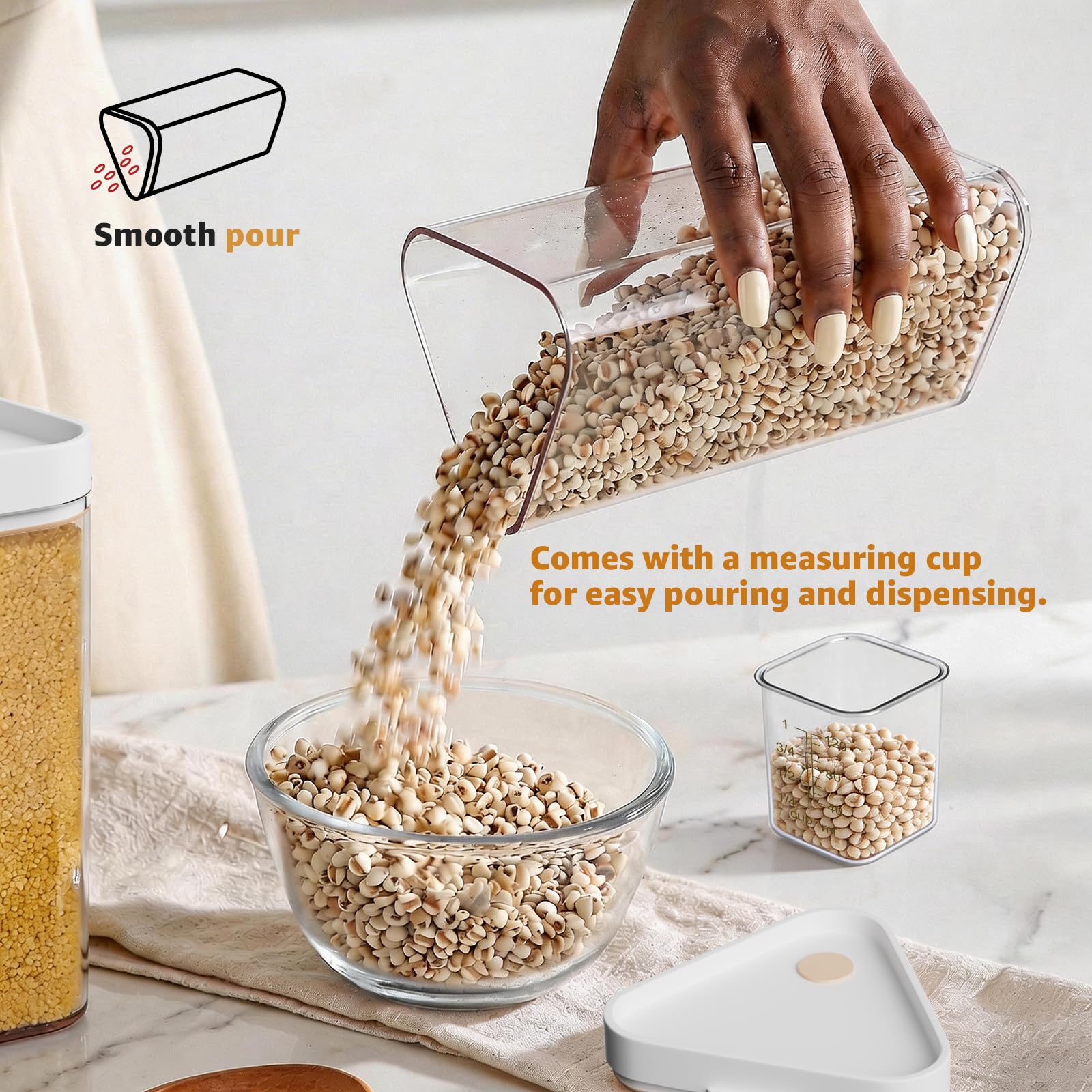 Dispenser per cereali e dispensa, 800 ml, set di contenitori per cereali, pasta, snack, piano di lavoro della cucina, design rotante a 6 griglie per un facile accesso