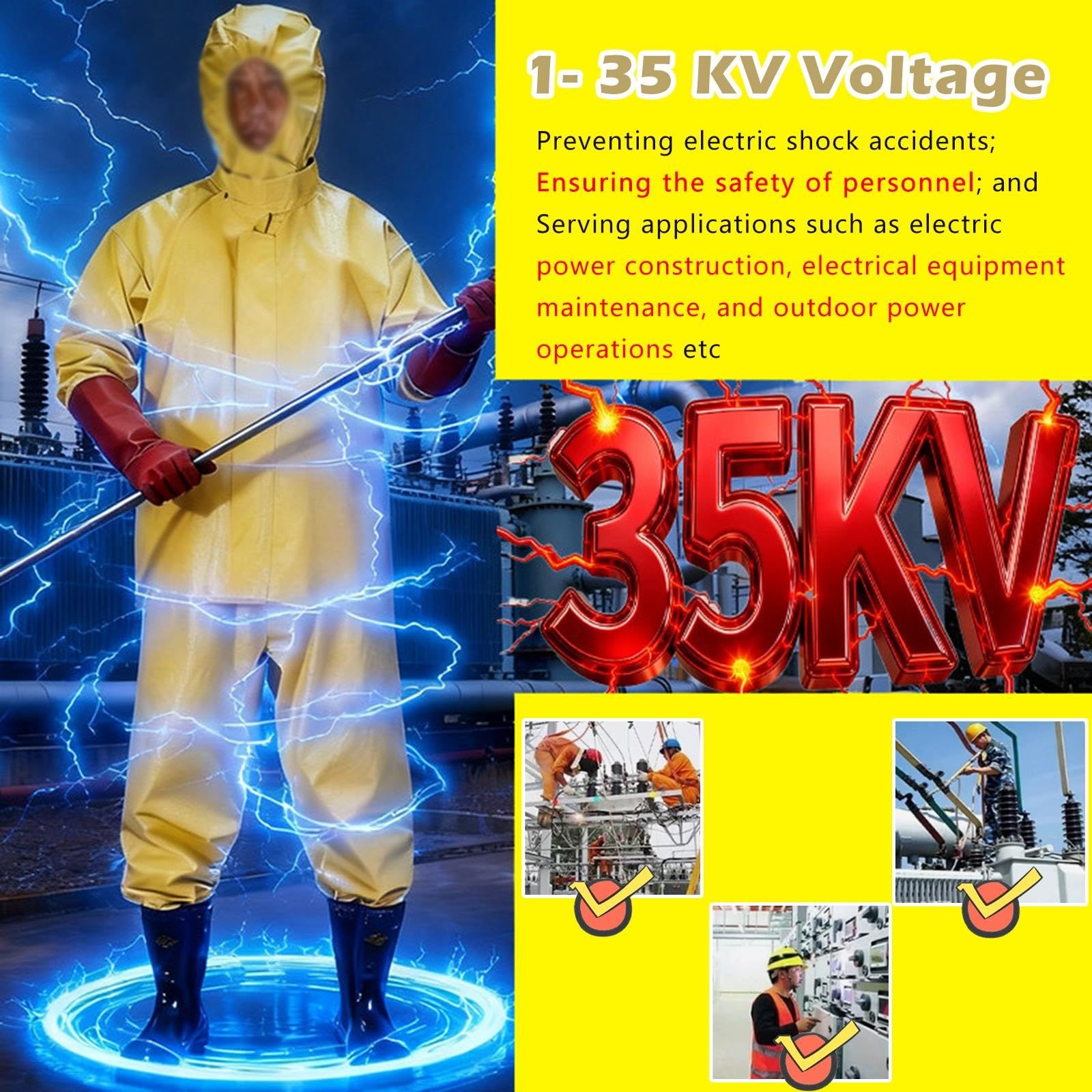 Elektrisch Isolierte Gelbe Arbeitskleidung Für Arbeiten Unter Spannung (elektrische Sicherheit)