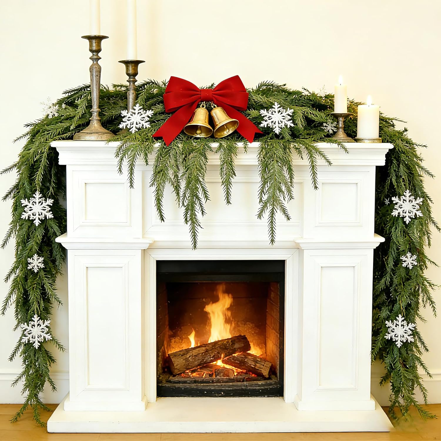 2 Pack 6 Ft Christmas Norfolk Pine Garlands for Mantle Decor, Artificial Greenery Garland for Fireplace Table Wall Indoor Outdoor Christmas Decoration - Image 5