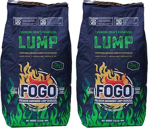 Fogo FG-CH-BRA-17 - Mezcla de eucalipto brasileño de calidad de restaurante natural carbón vegetal para asar y fumar 176 libras paquete de 2
