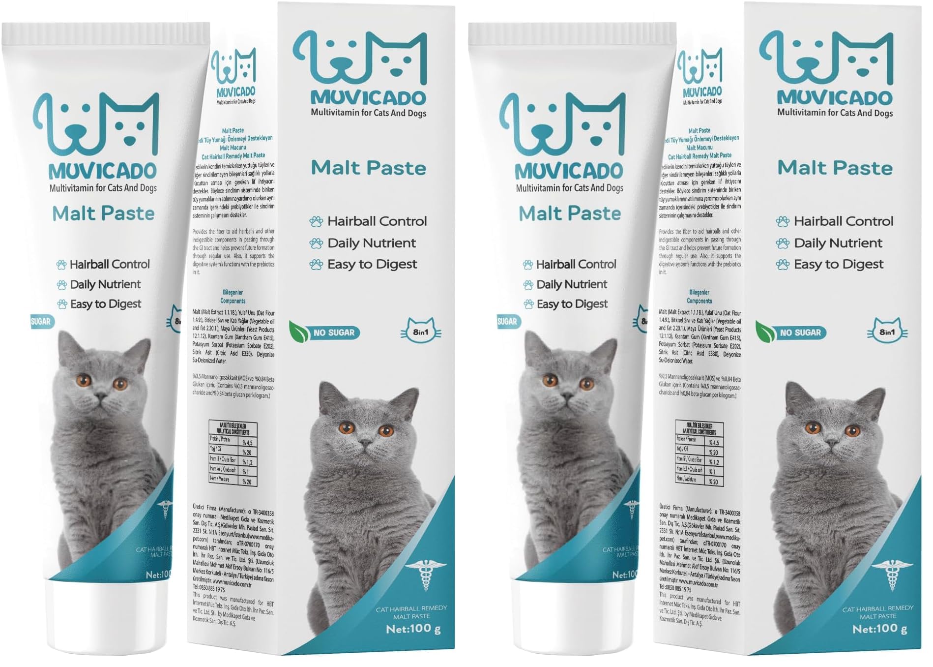 Kedi Maltı - Kediler İçin Tüy Yumağı Önleyici Malt Macun Paste (2 paketi)