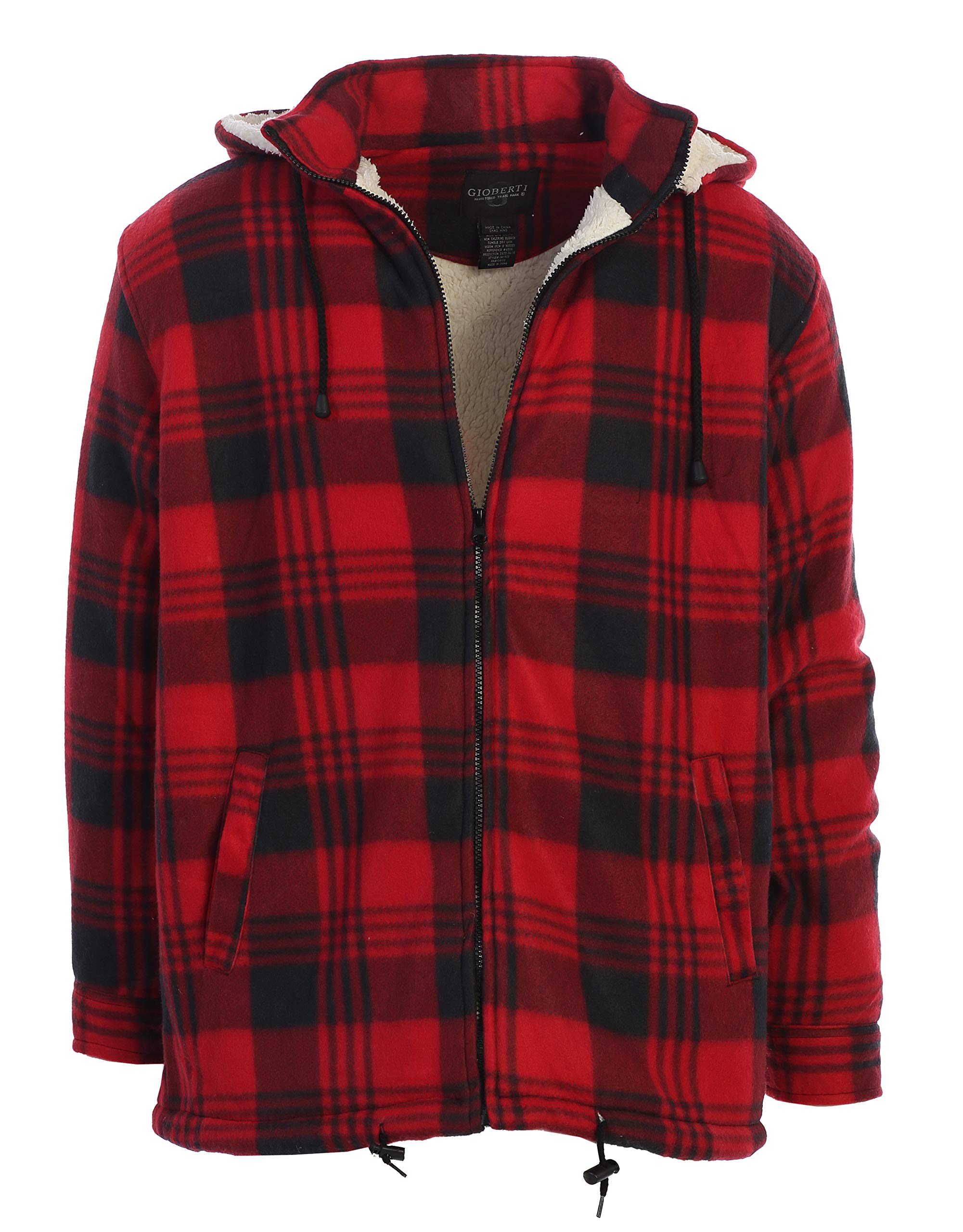 Gioberti Chaqueta para hombre con forro de franela Sherpa con capucha desmontable