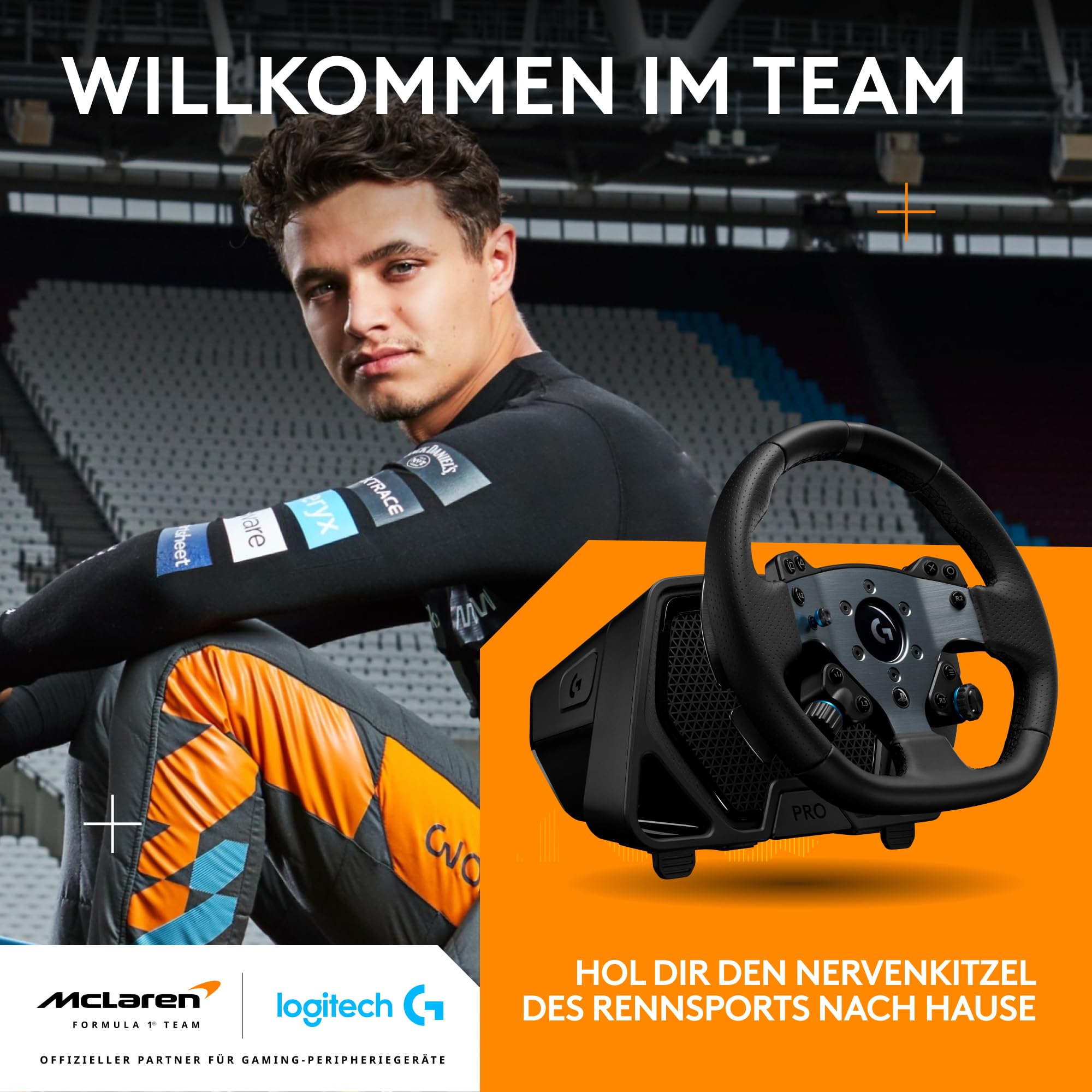 Logitech G PRO Rennlenkrad, Direktantrieb 11 Nm, TRUEFORCE Force Feedback, magnetische Schaltwippen, Doppelkupplung, OLED-Display, Schnellentriegelung, PRO Tastenlayout, Playstation & PC - Schwarz