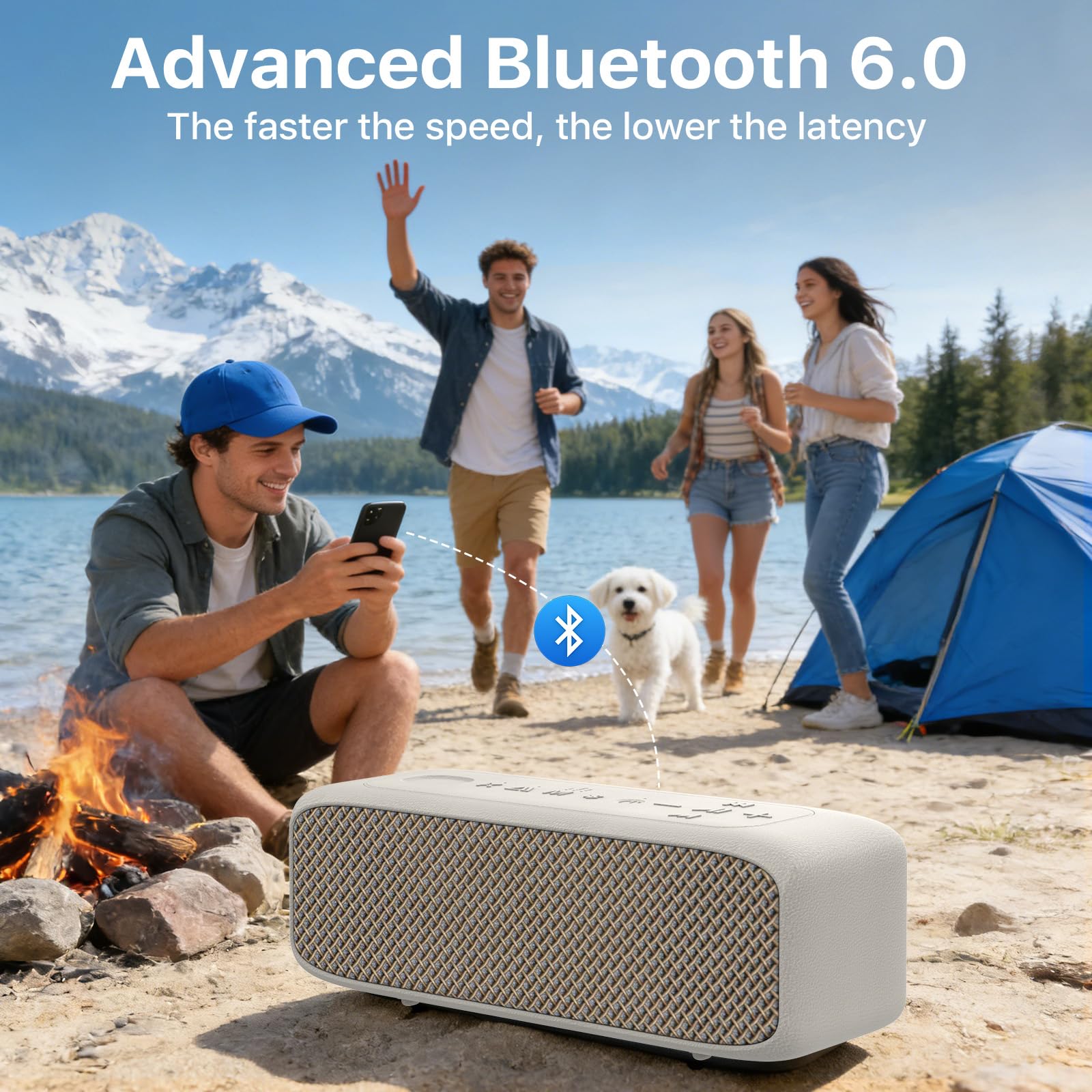 NOBIS Altavoz Bluetooth Ducha 20W, Impermeable IP68, Bluetooth 6.0, 24h de Reproducción, Emparejamiento Estéreo TWS, Ranura para Tarjeta TF & Entrada AUX, para Camping, Viajes, Hogar y Exterior