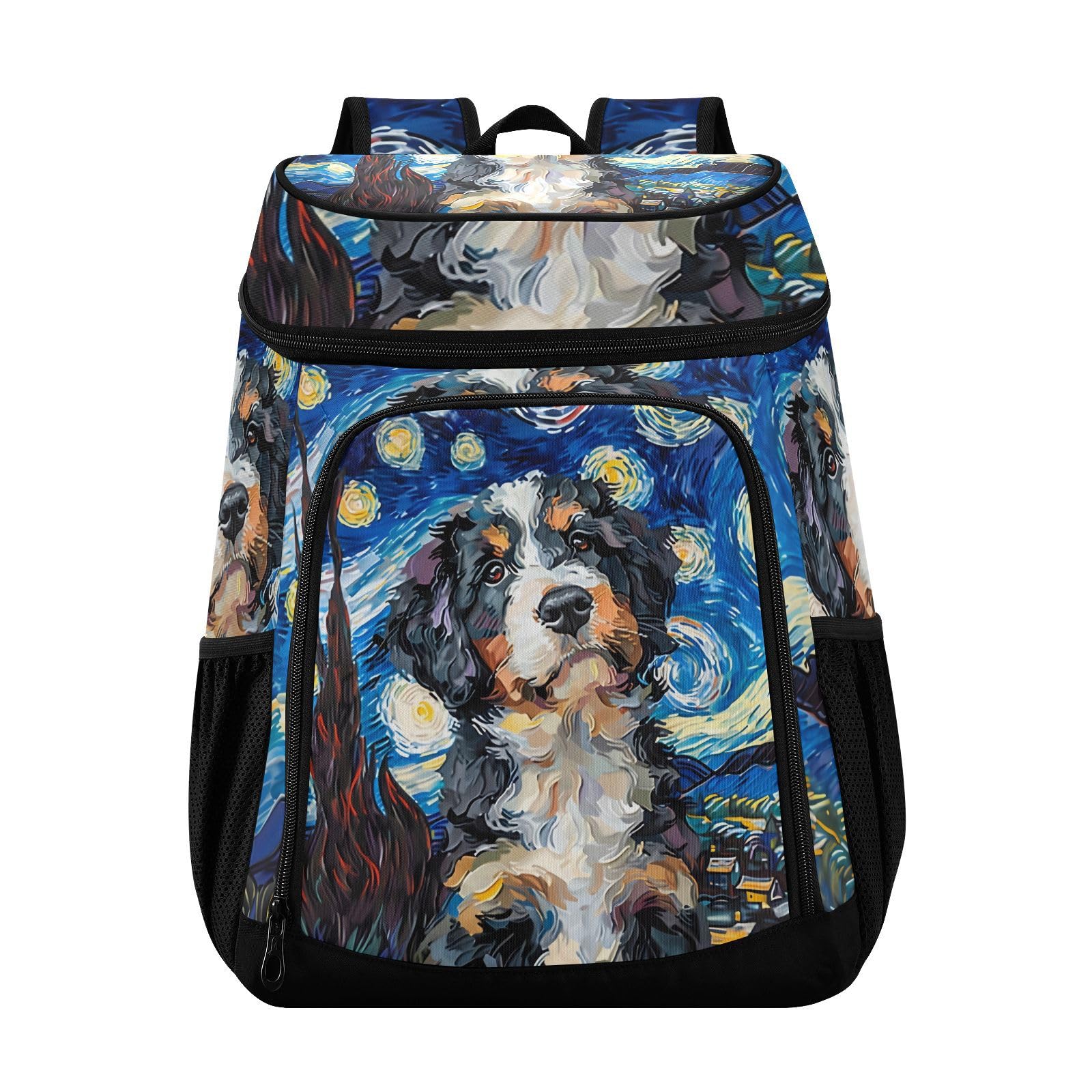 Bernedoodle Dog Starry Night Cooler Backpack Cooler Insulated Leak Proof Lunch Backpack 36 Cans Waterproof Soft for Men Women Picnic Hiking Camping Beach