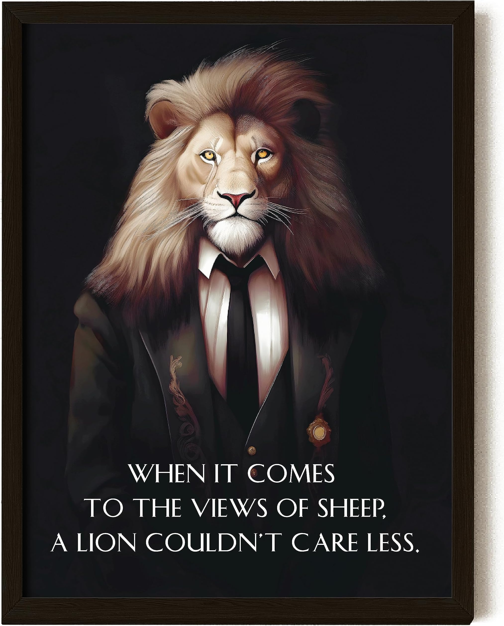 EXCOOL CLUBLion Wall Art - 12x16 Lion Poster, Lion Pictures Wall Decor, Lion Head Motivational Quote Wall Art, Cool Lion Businessmen Wearing Suit Print for Mens Office Bedroom Decor (UNFRAMED)