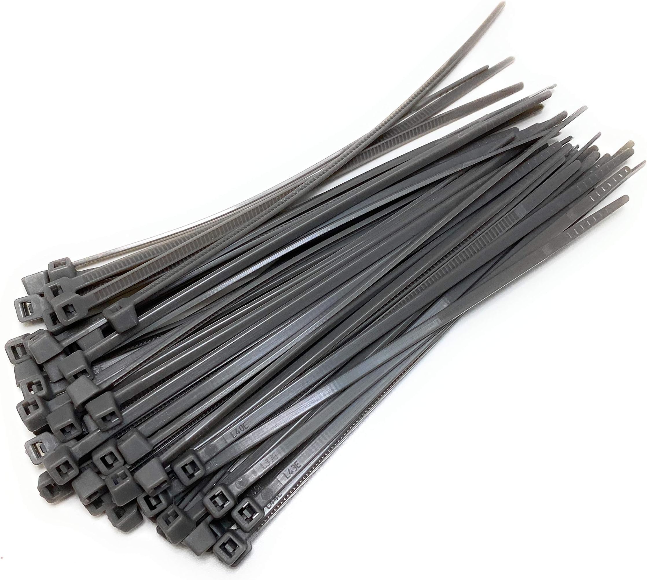 Nylon Plastic Cable Ties Long and Wide Extra Large Zip Ties Black and White wrap 50 pieces (Silver, 4.8mm x 200mm)