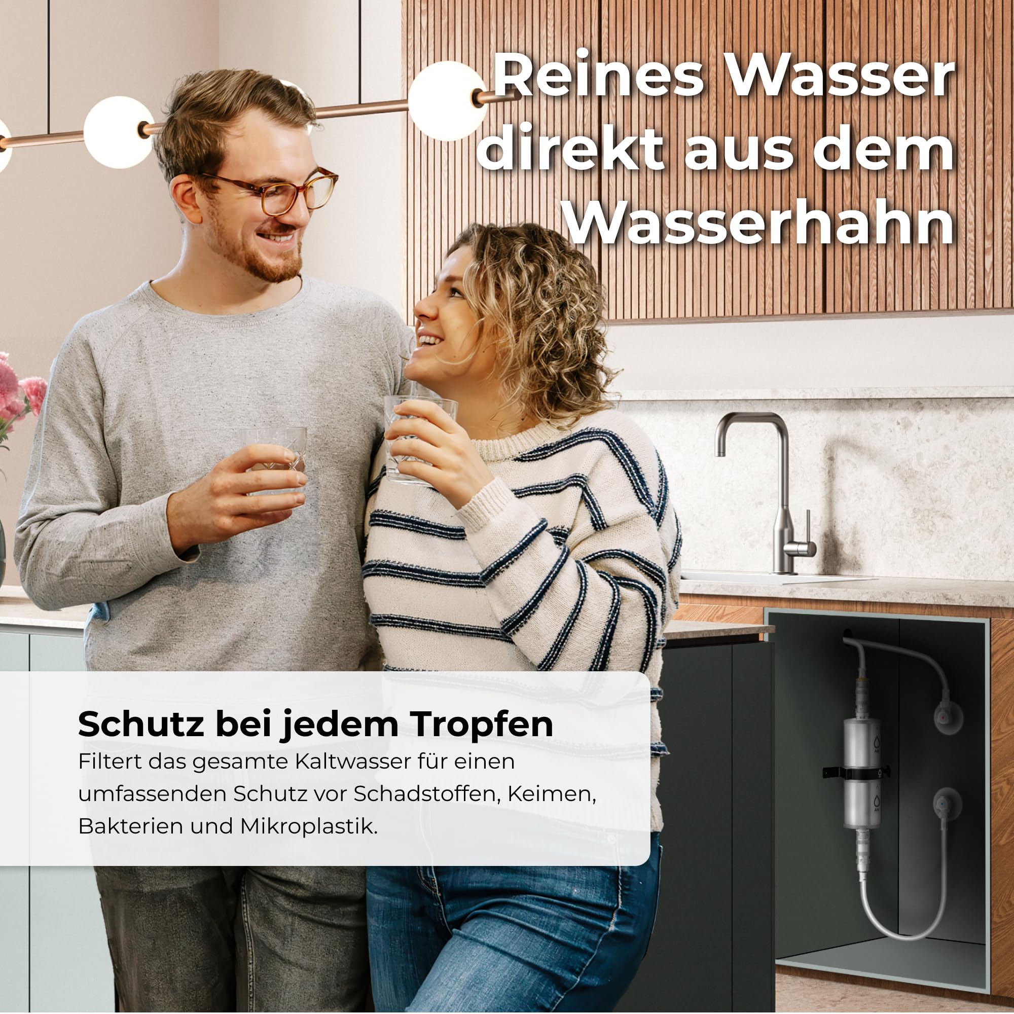 Alb Filter UNTERTISCH FUSION Wasserfilter Küche | Zweistufig gegen Schadstoffe & Keime bis 0,1 µm, Untertischfilter Küche, Anschluss-Set Schnellkupplung, Made in Germany