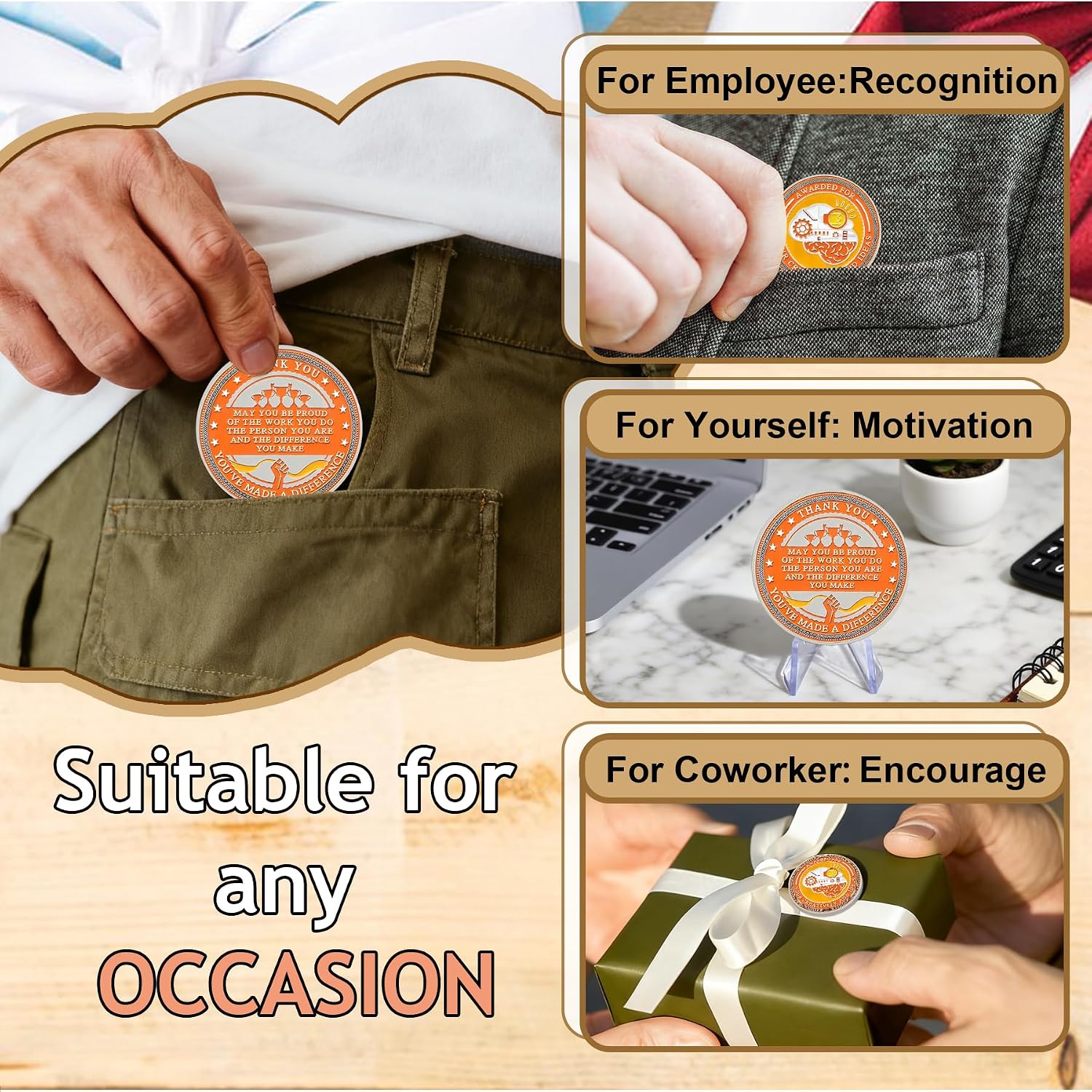 BHealthLife 5 Pcs Creativity and Ideas Award Coins Set - Employee Appreciation Coins for Honoring Innovators - Creative Team Gifts Inspirational Office Gifts for Coworkers Staff Student