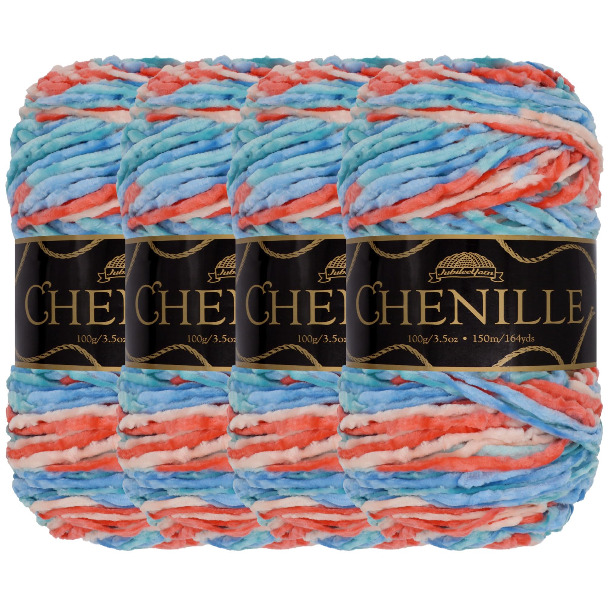 JubileeYarn Chenille Yarn - Worsted Weight - 100g/Skein - Hyperborea - 4 Skeins