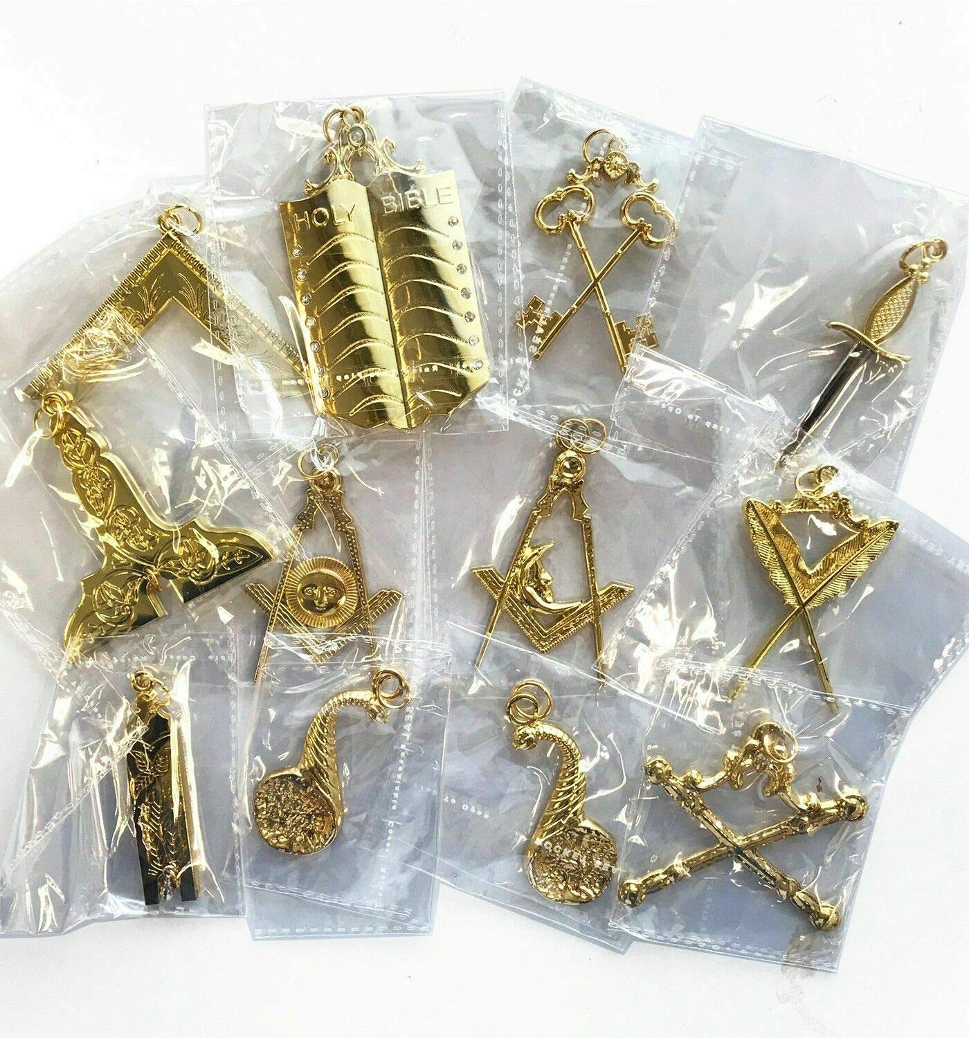 Masonic Blue Lodge Officer Collar Jewels Set of 12 Pcs GOLD