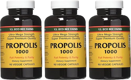 Miniatura 3 de Granjas de abeja orgánica de Y.S. propóleos crudos sin procesar 0,035 oz 90 cápsulas, 1