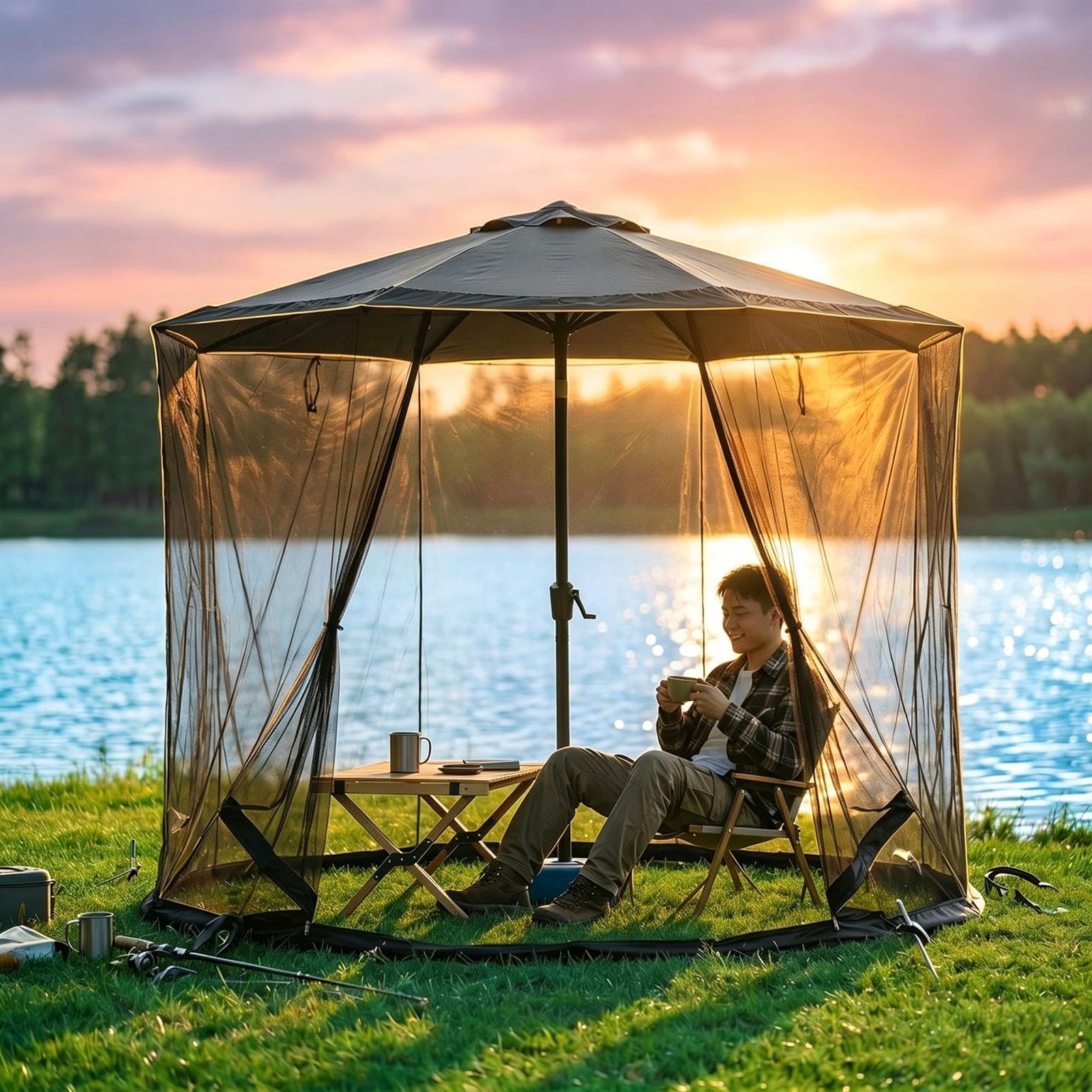 Filet Moustiquaire D'Extérieur Barrière Maillée Protectrice Anti-Moucherons | Filet Anti-Mouches Portable Pour Terrasse Balcon Extérieur Porche Arrière-Cour Camping Pêche Randonnée