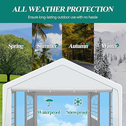 Miniatura 7 de GARTOO Tienda de campaña y cochera de 13 x 20 pies, cenador de boda resistente al aire libre con 4 bolsas de arena, toldo de refugio para eventos al