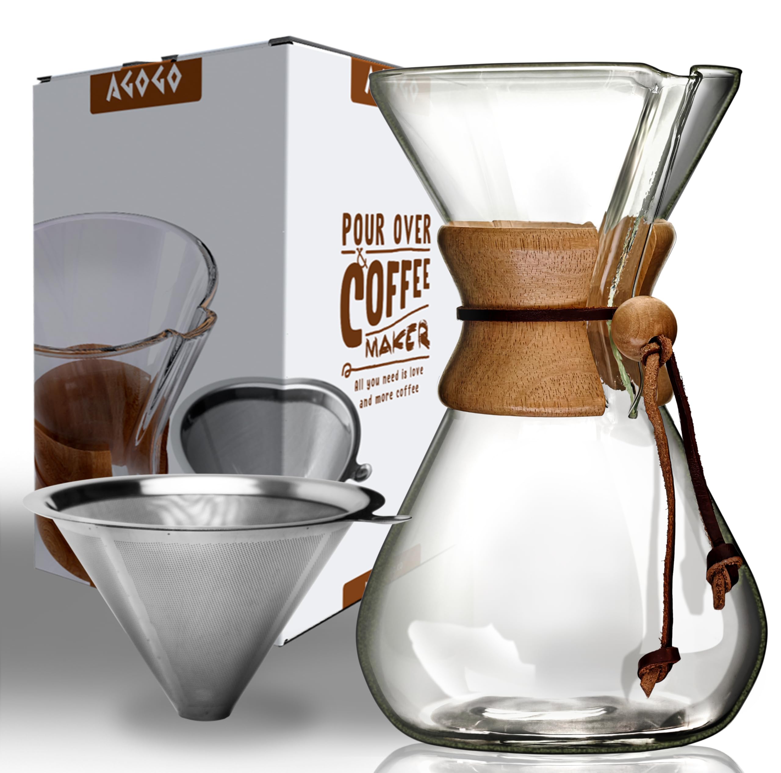 AGOGO Pour Over Coffeemaker Set Classic Series with Filter 10 Cups