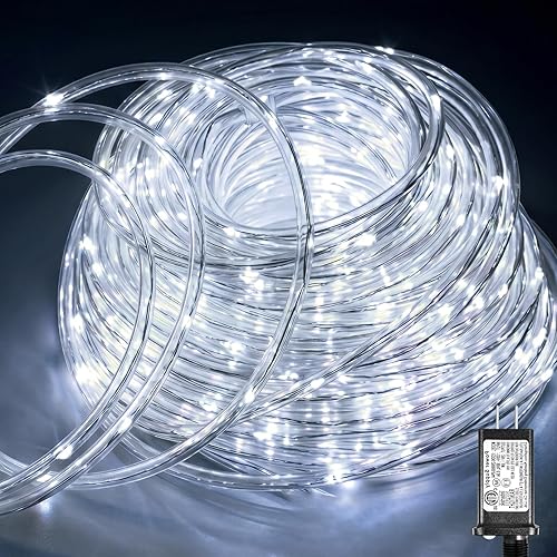 Rope Lights for Outside, 33FT 100 LED Rope Lights Outdoor Waterproof, 8 Modes Pl