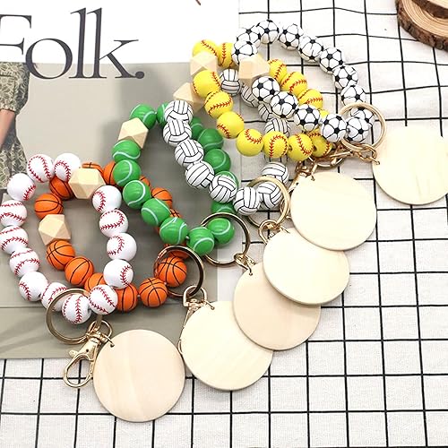 Miniatura 2 de HUIXING ART Llavero de madera,Pulsera con cuentas llavero Wrislet,Llavero modelo de bola