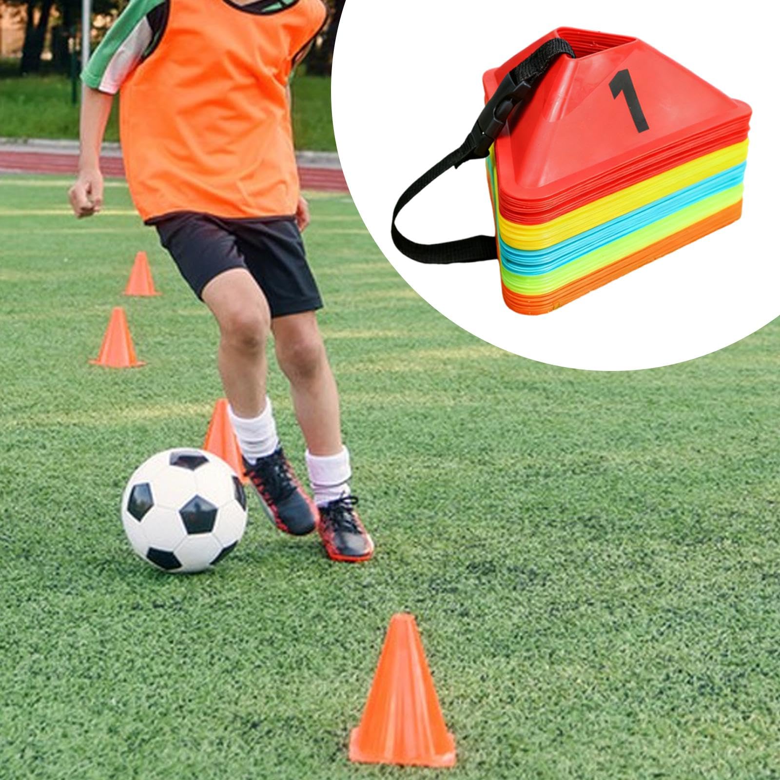 50 Conos Triangulares de Fútbol para de Fútbol, ​​Entrenamiento Cruzado, Y Entrenamiento de Fútbol para Césped de Tenis.