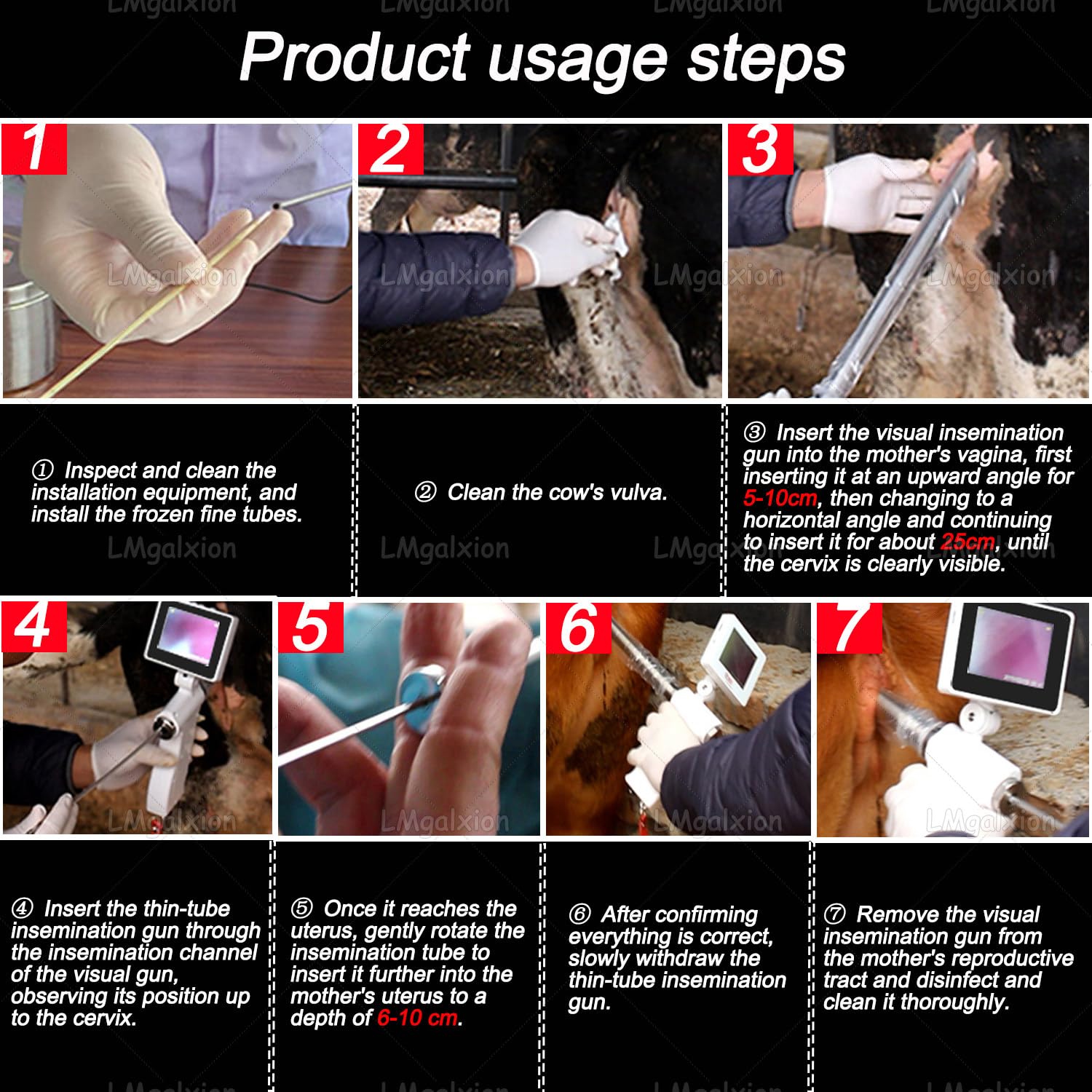 Veterinary Visual Ai Scope, regulowany ekran 10,9 cm, wodoodporna kamera, narzędzie do inseminacji AI dla bydła, koni, świni, owiec, zestaw do hodowli psów
