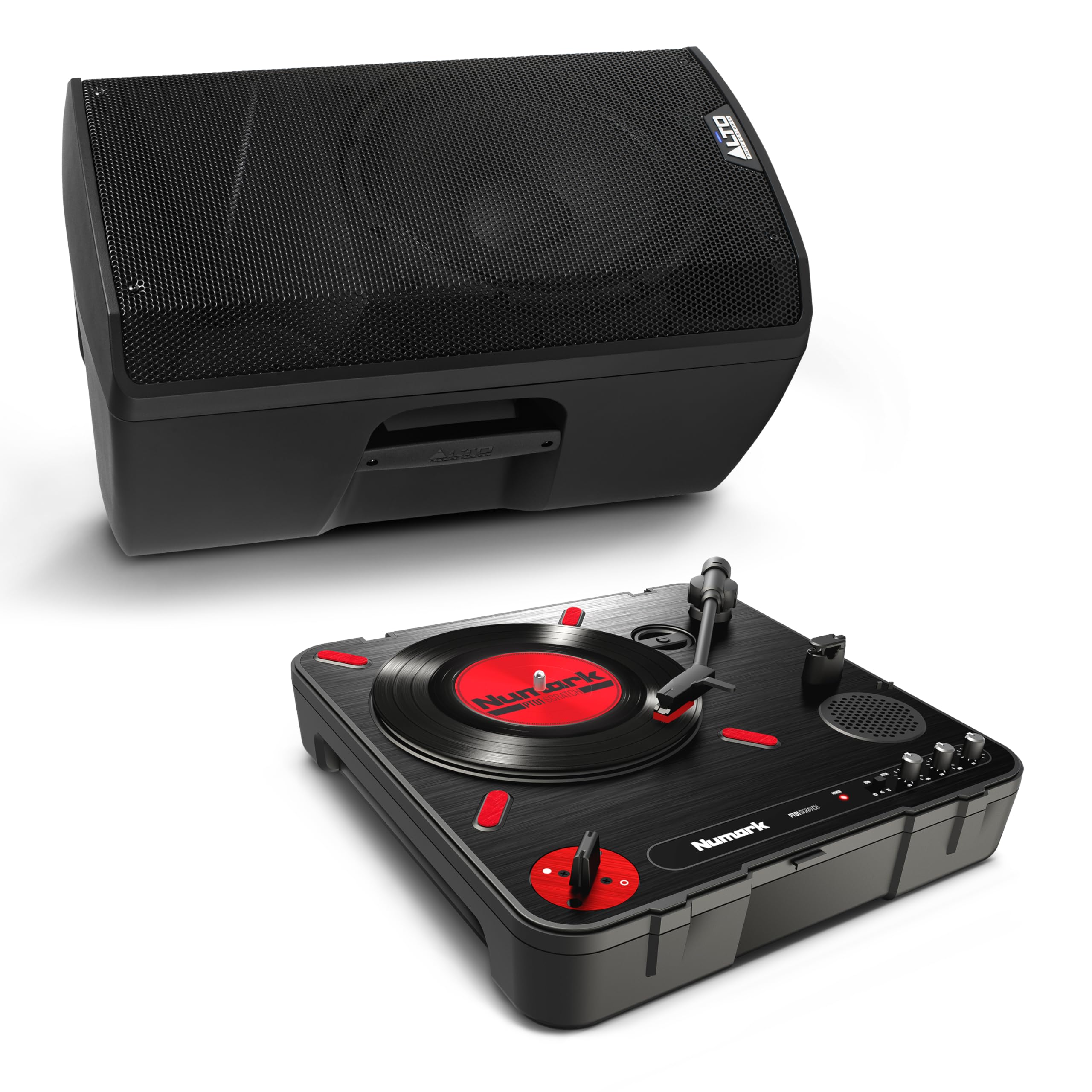 Numark PT01 Scratch Portable Turntable and Alto TX412B Powered PA