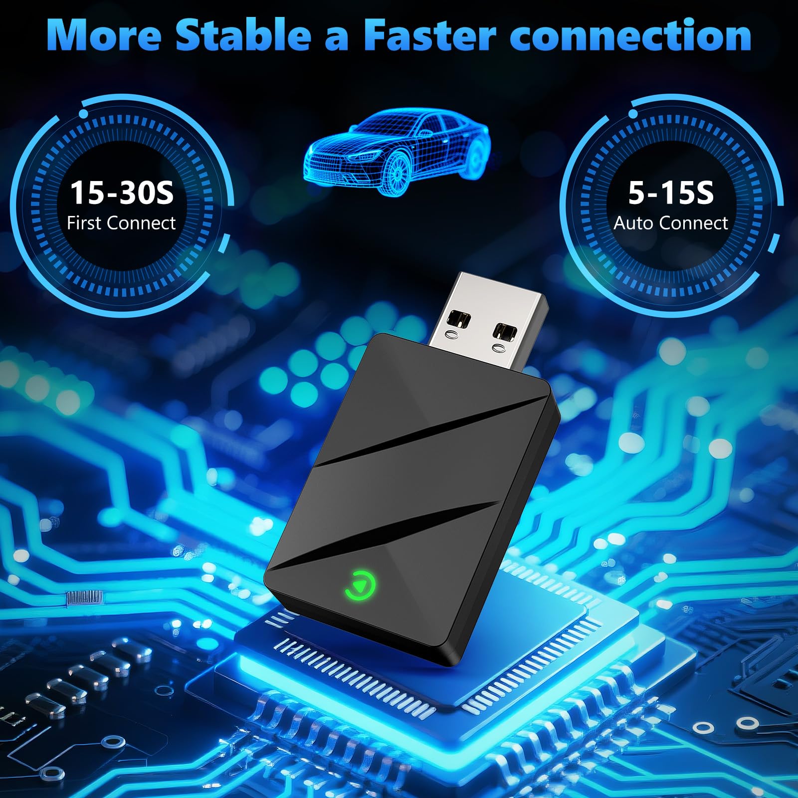 2 IN 1 Wireless CarPlay & Android Auto Adapter, Kabelloser USB-Dongle für Autos, Kabelloses CarPlay & Android Auto, Plug & Play, Schnelle Stabile Verbindung, Unterstützt iOS 10+ und Android 11+
