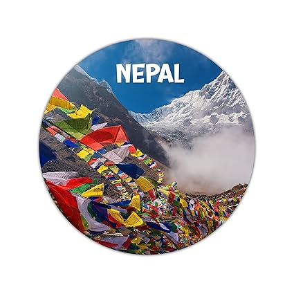 BIRD'S MIND Nepal Round Fridge Magnet for Office-Door-Home-Kitchen & Refrigerator-DoorDecoration Multicolor Wooden Travel Souvenir Gift L X H 3 X 3 Inch