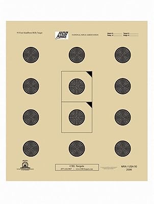 Shooting Paper Targets, USA/NRA 50, Official NRA Target, 50 Foot Target (Black, 100 Pack)