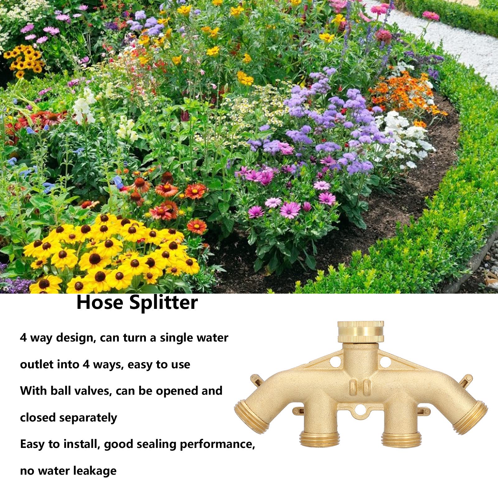 G3 / 4 Sdoppiatore per Tubo a 4 Vie, Adattatore per Rubinetto per Tubo da Giardino in Ottone, Adattatore per Tubo a 4 Vie, connettore per Giunto da Giardino