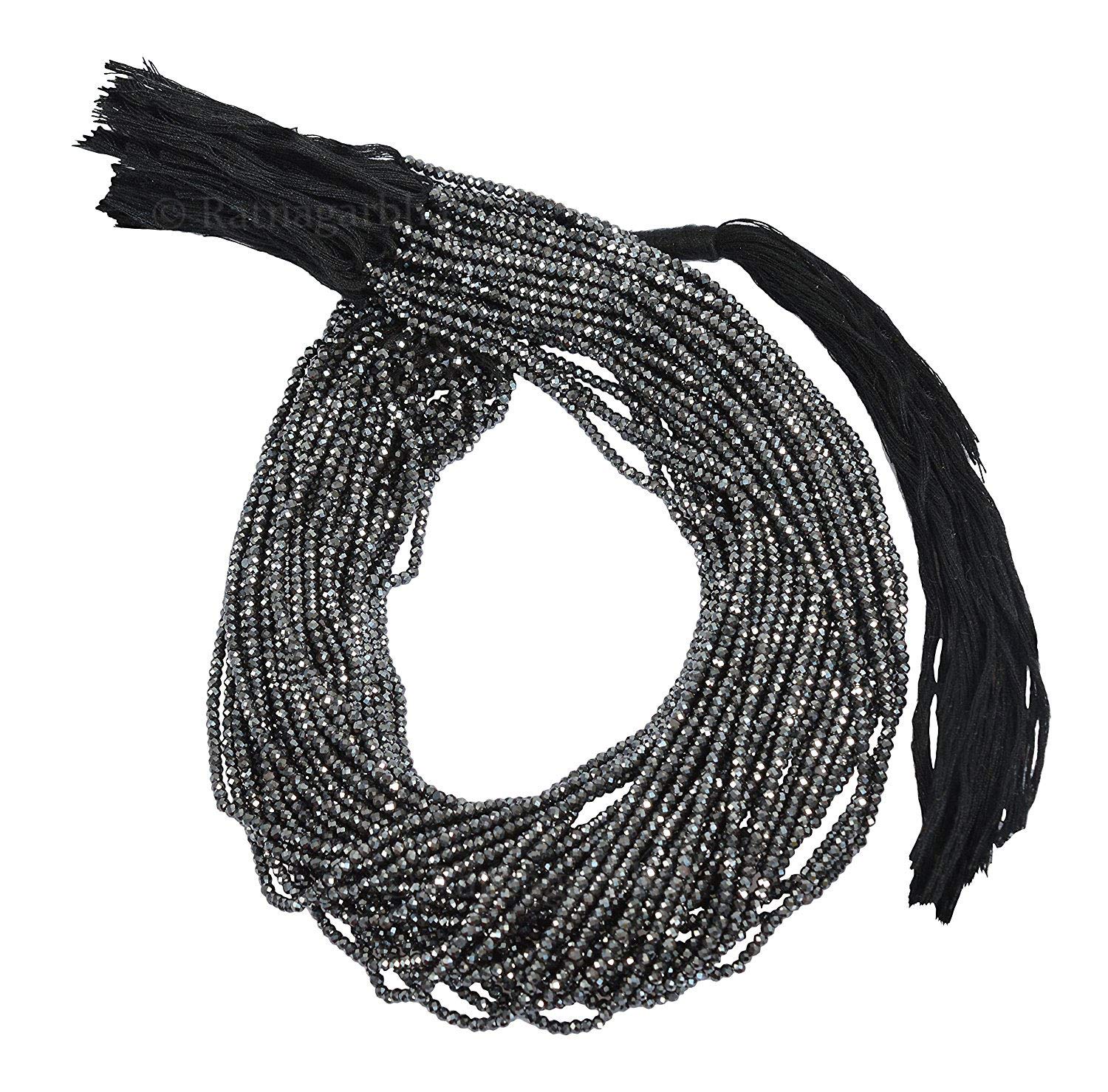 RatnagarbhaRatnagarbha Black Spinel Micro Faceted rondelle Loose Gemstone Strand Beads, 2 Strands Black Color Like Black Diamond, Israel Cut Bead, Jewelry Making, Wholesale Price.