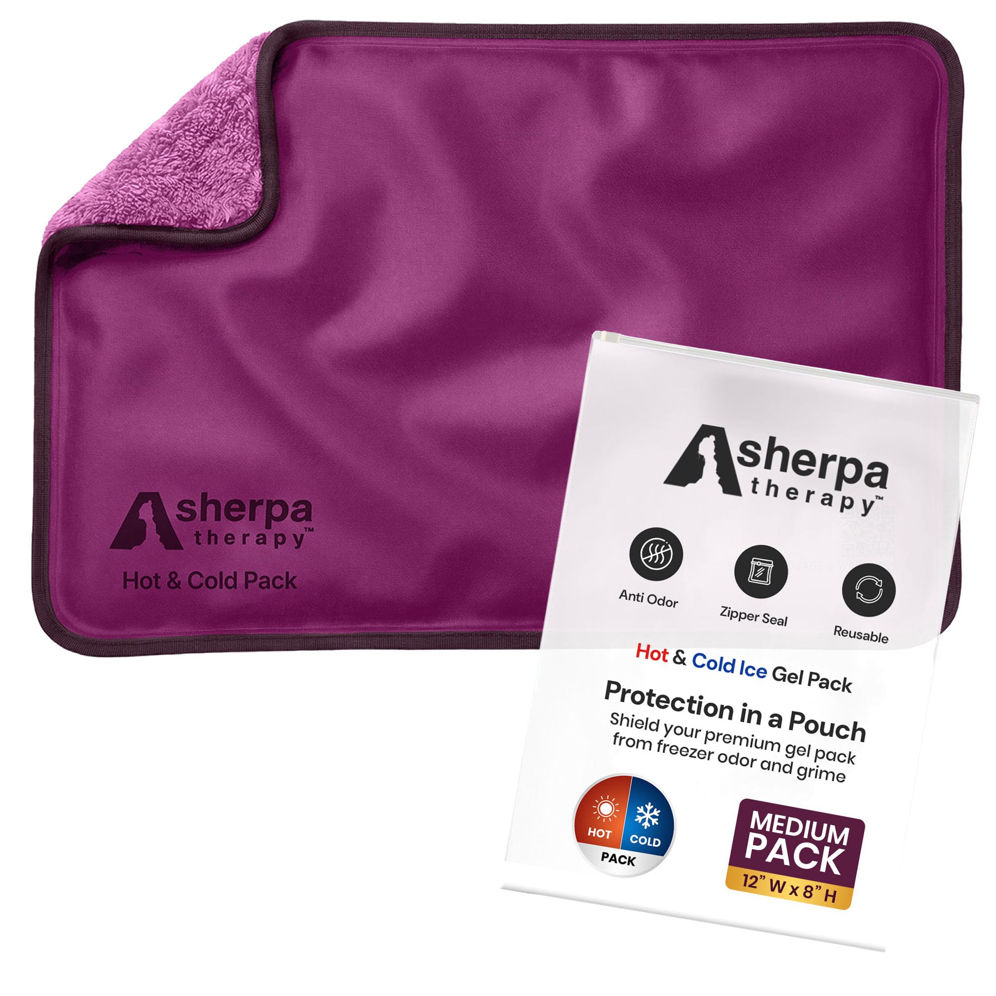 Medium Flexible Gel Ice Packs Reusable - Hot and Cold Soft Ice Packs for Injuries Reusable for Ankle, Arm, Foot, Leg, Back Pain Relief - 8" x 12" - Purple