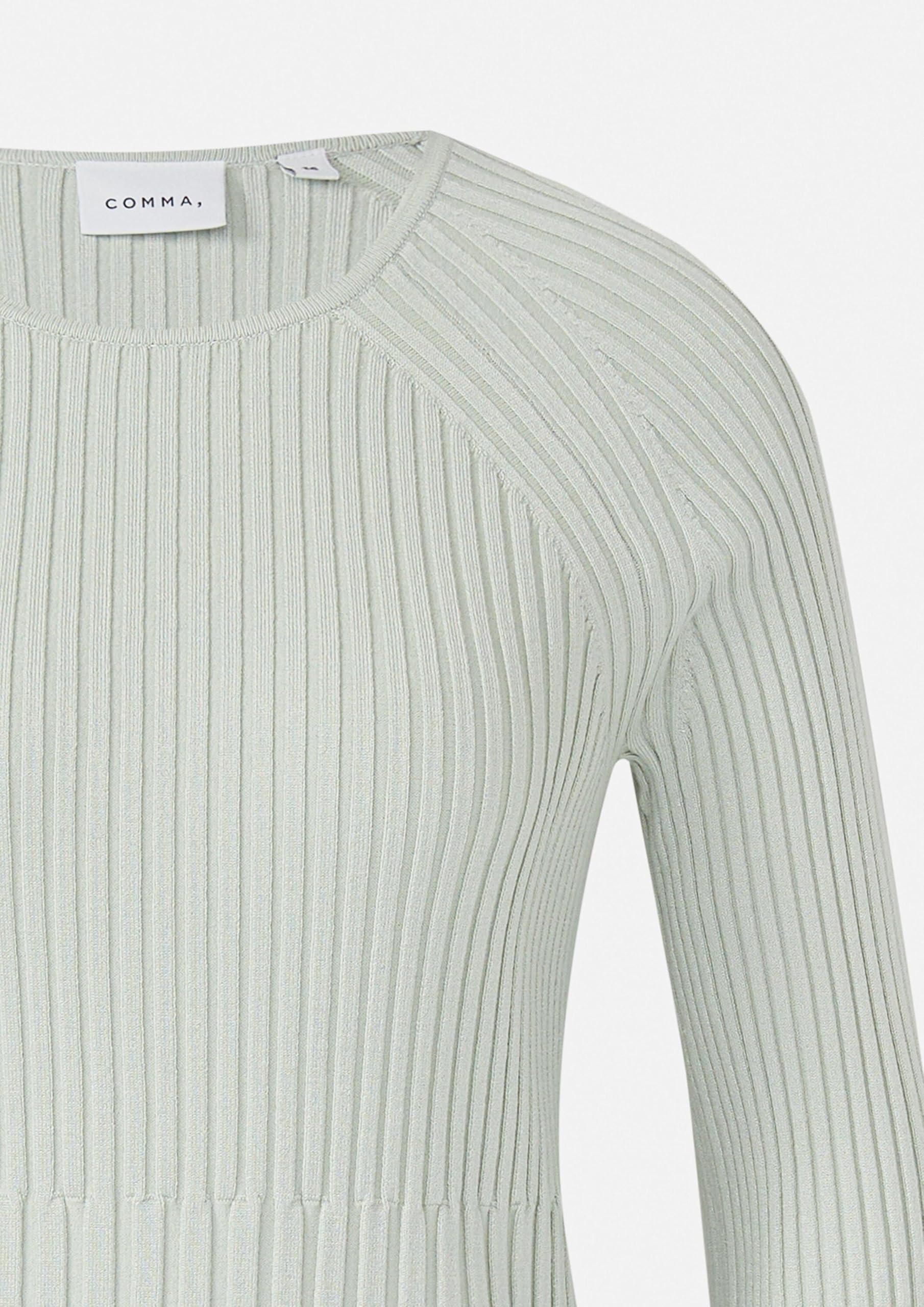 Comma Rippstrickpullover mit Trompeten-Ärmeln
