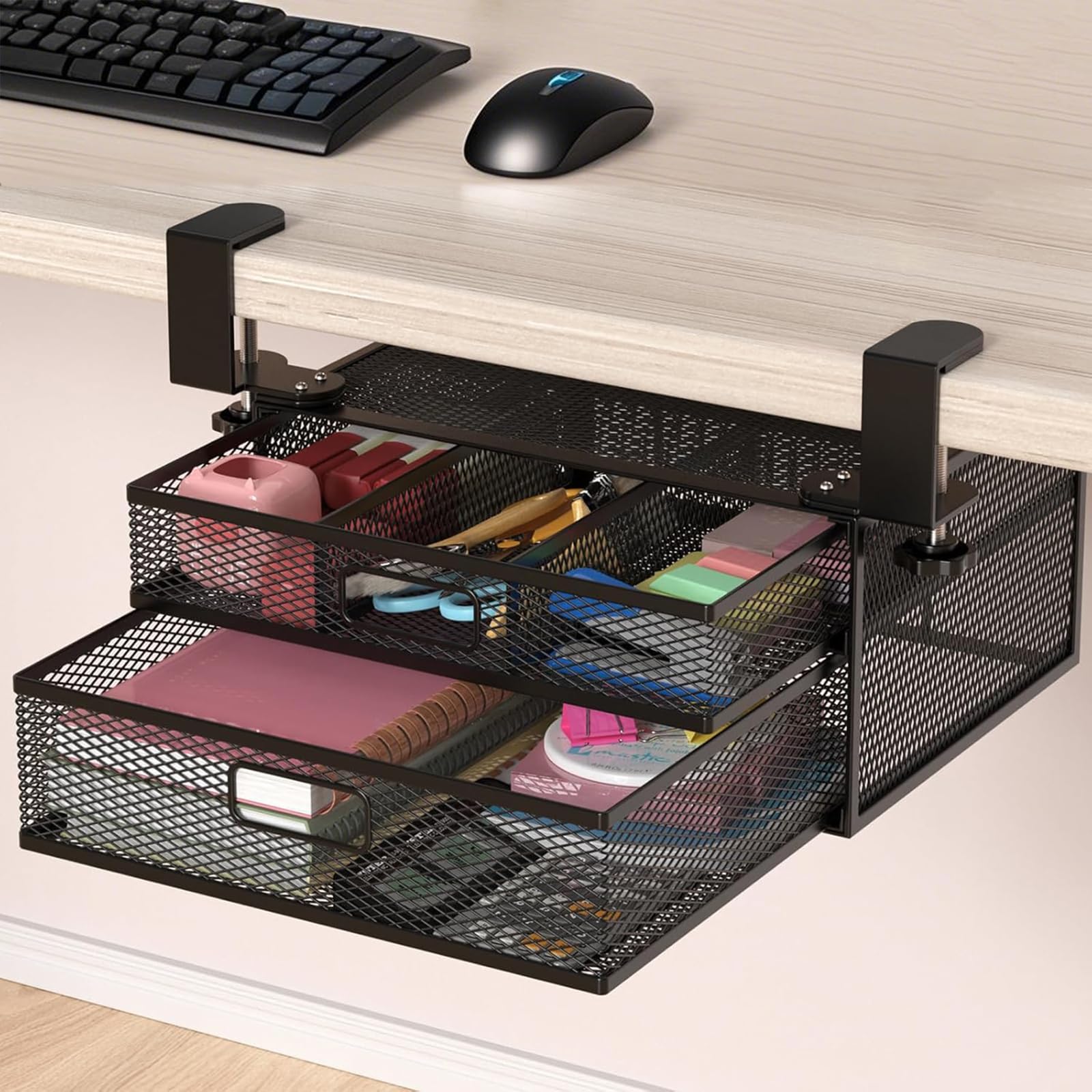 MILEGI Under Desk Drawer Organizer, Under Desk Storage Drawers Clamp-On, Hanging - View #13