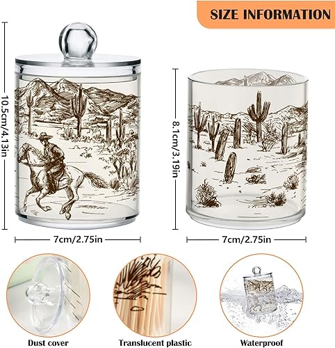 Miniatura 2 de Blueangle Paquete de 2 recipientes dispensadores para bolas de algodón, hisopos de algodón, juego de tarros de boticario de plástico para