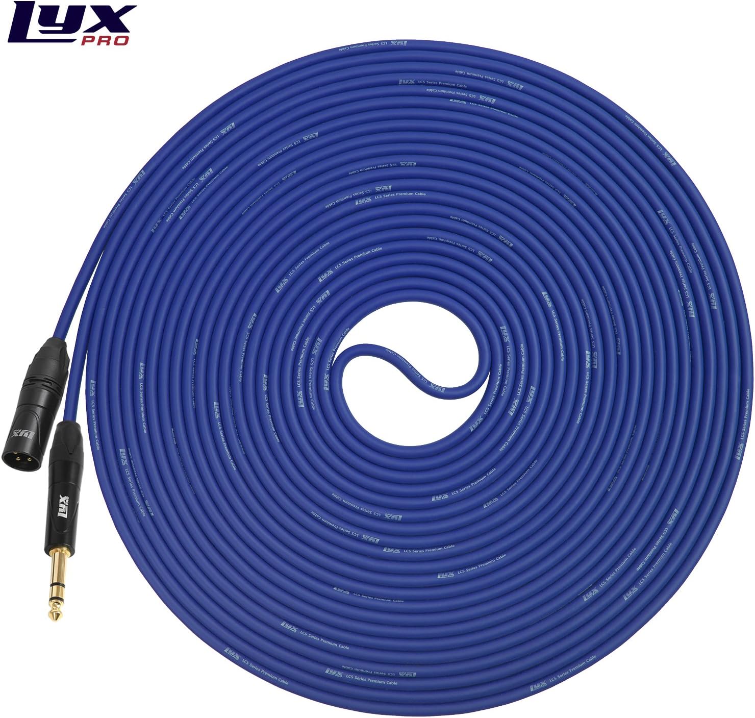 LyxPro 1/4” TRS to XLR Male Microphone Cable 50 Ft Blue