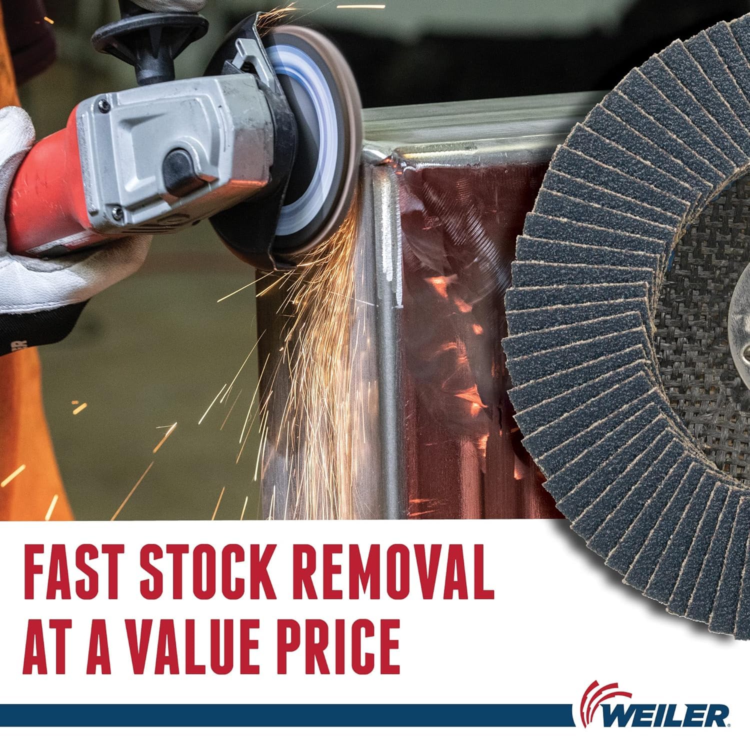 Weiler 31388 Wolverine 4-1/2" x 7/8" Arbor Hole Abrasive Flap Disc, 60 Grit Zirconia Alumina, Flat Type 27, Phenolic Backing, High Density (Pack of 10)