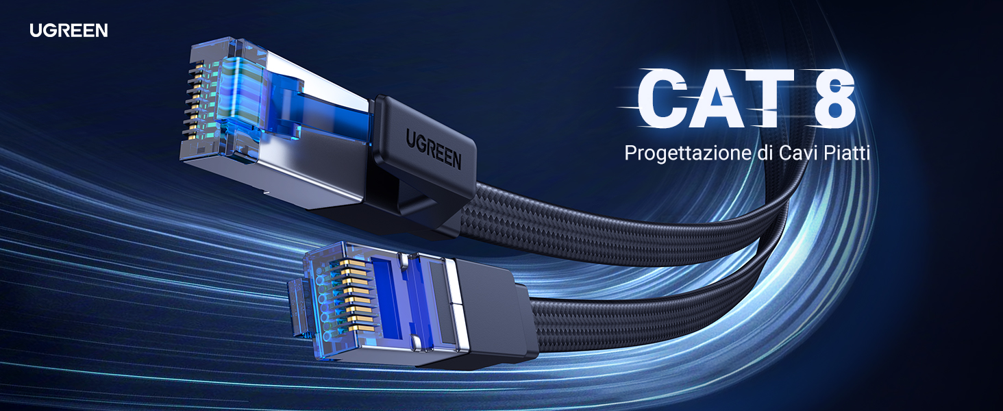 UGREEN Cavo Ethernet Cat 8 Piatto 40Gbps - Cavo LAN Rete Ultra Veloce Per Gaming, PC, PS5, Router - Foto 8