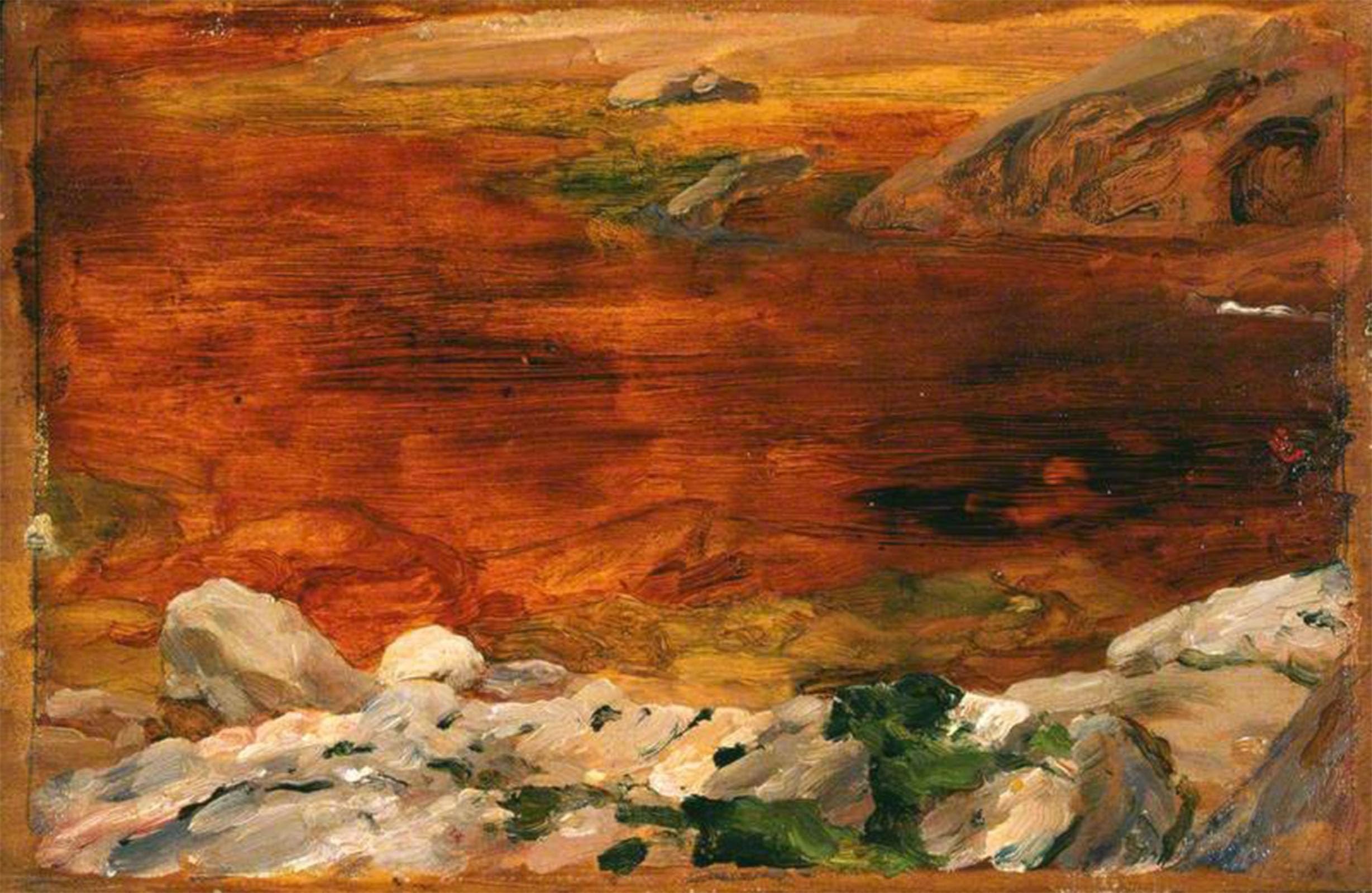 POSTERIIk Famous Modern Artwork Art Mural Sketch Rocks and Water Scotland by Lord Frederick Leighton Oil Paintings Pictures for Home Decor 60x90cm