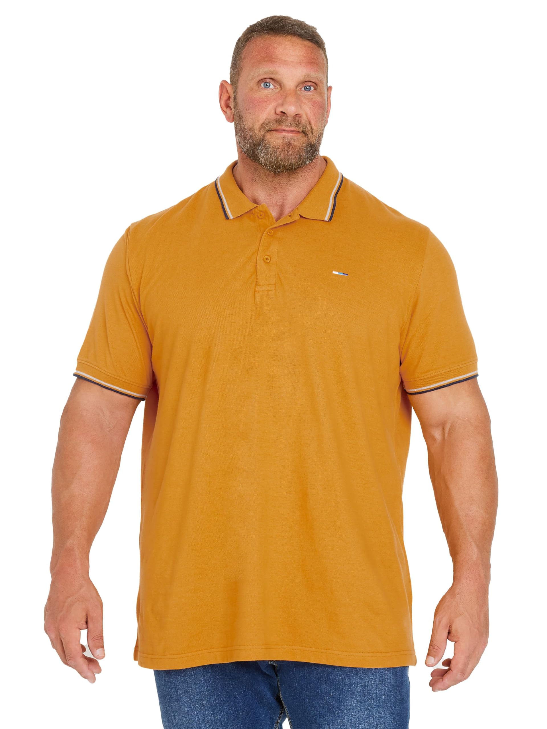 Badrhino Men's Yellow Big & Tall Mustard Tipped Polo Shirt - Plus Size Curve